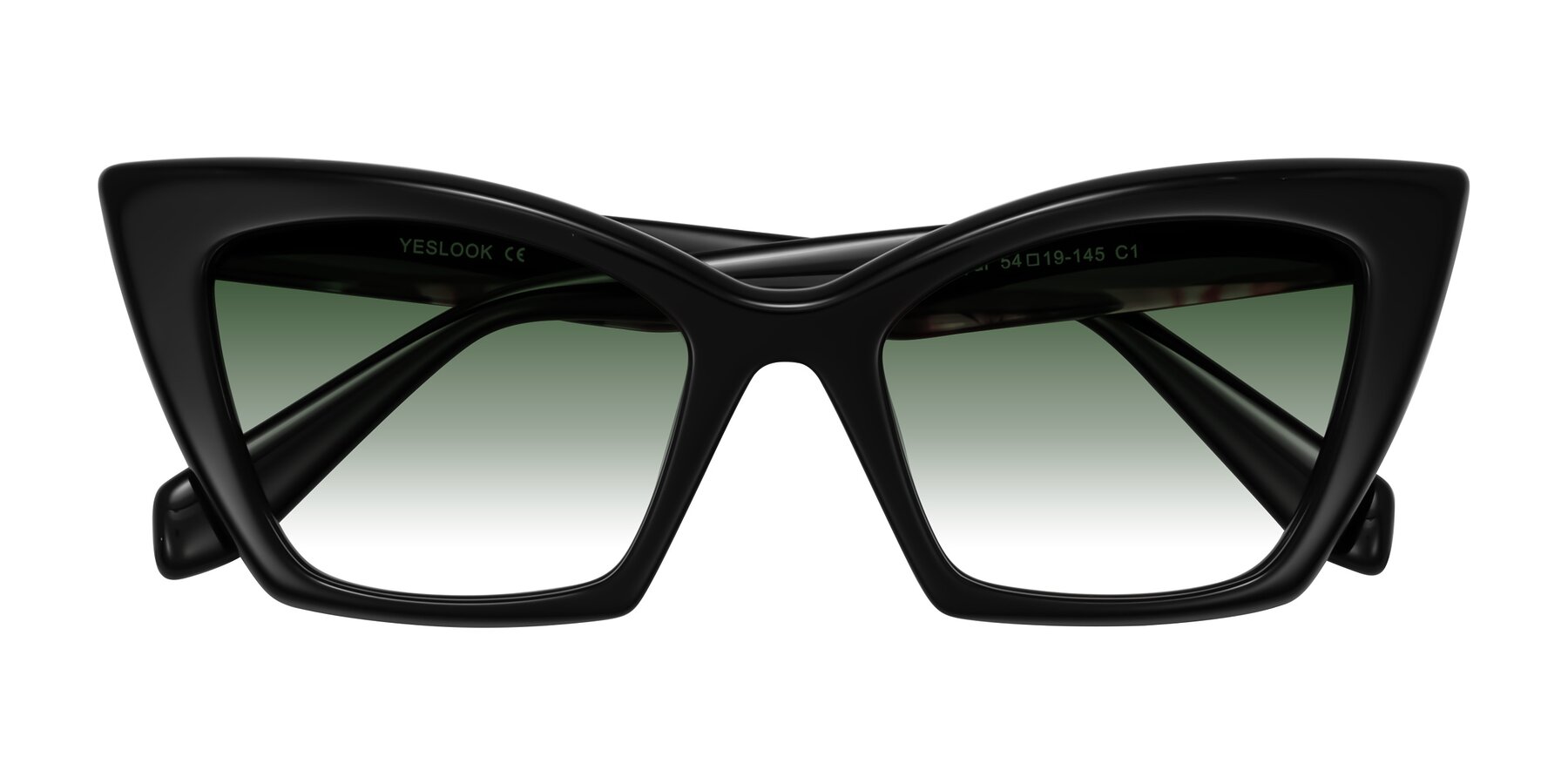 Folded Front of Wayar in Black with Green Gradient Lenses