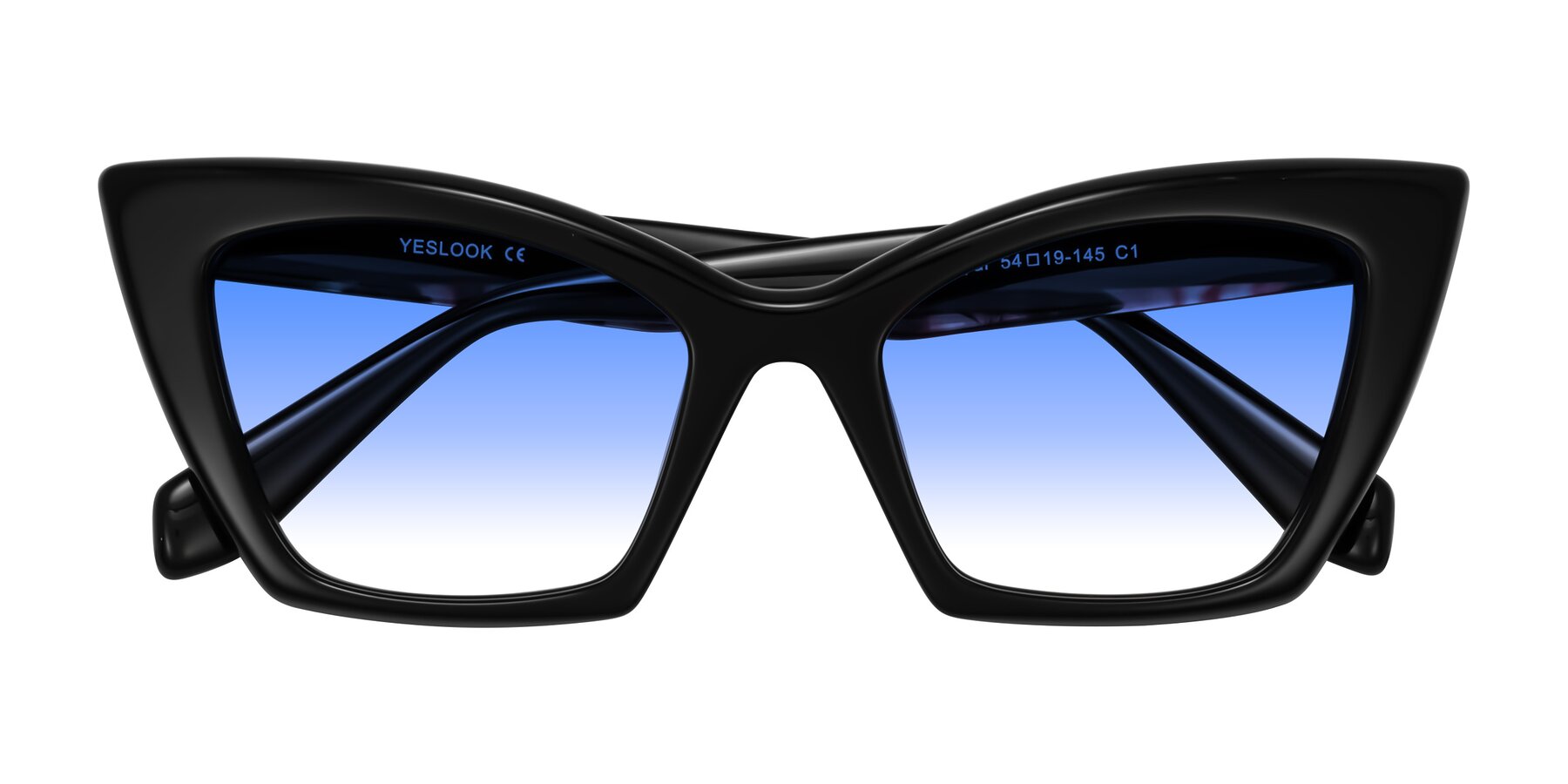 Folded Front of Wayar in Black with Blue Gradient Lenses