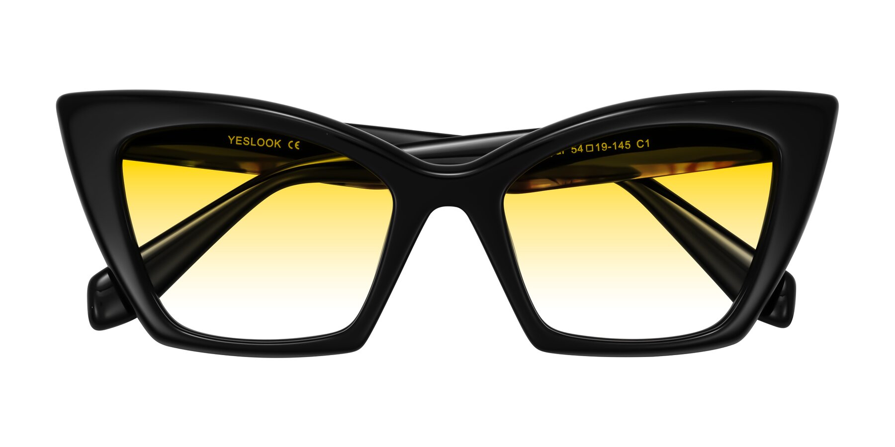 Folded Front of Wayar in Black with Yellow Gradient Lenses