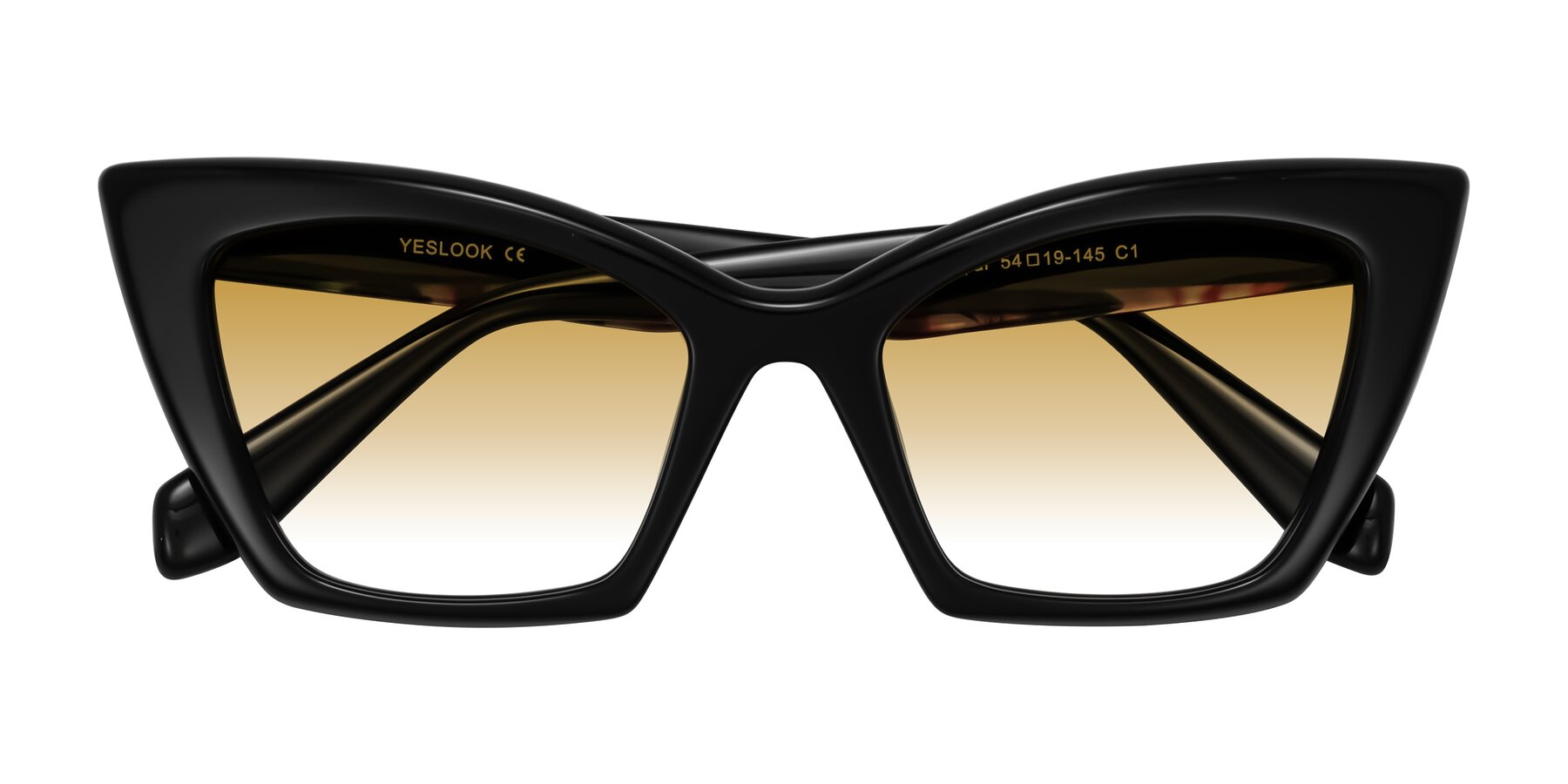 Folded Front of Wayar in Black with Champagne Gradient Lenses