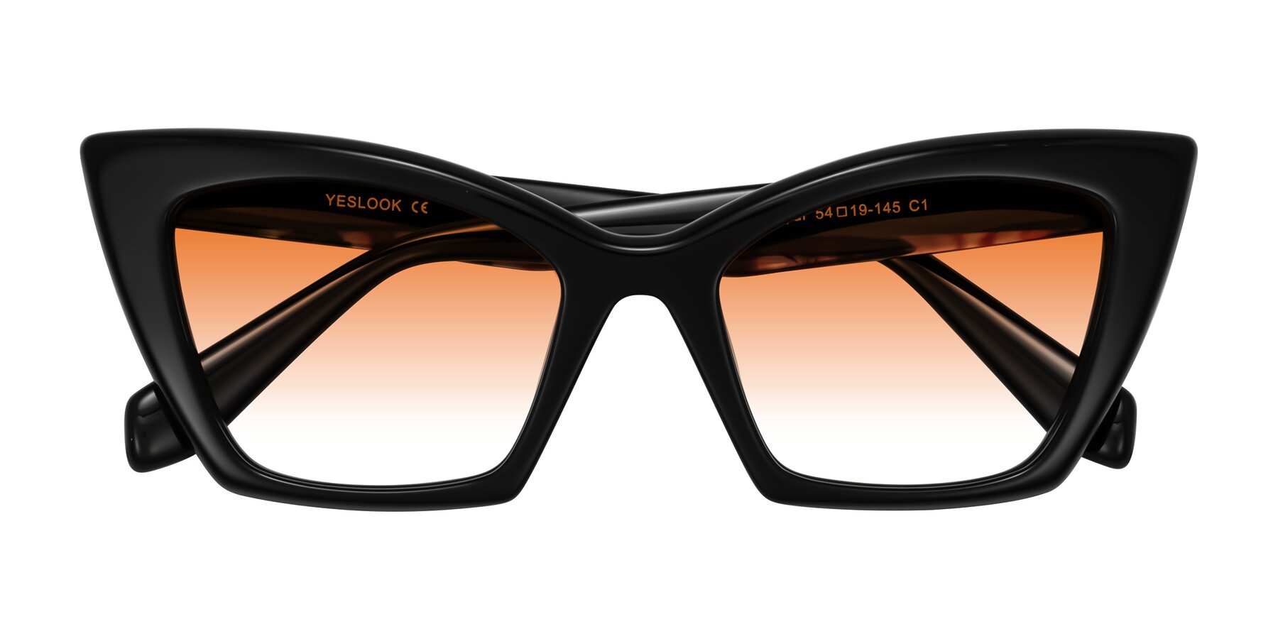 Folded Front of Wayar in Black with Orange Gradient Lenses