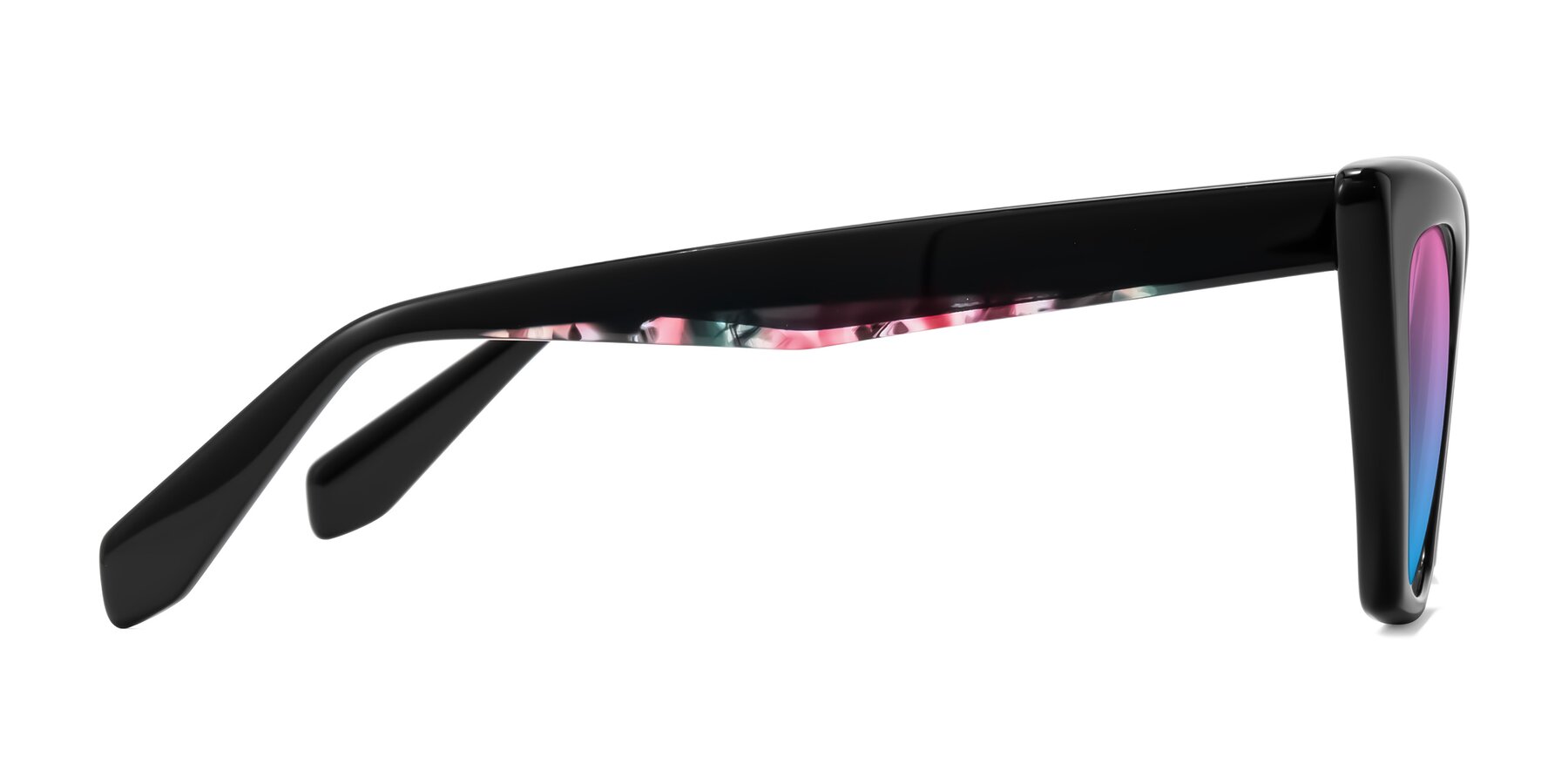 Side of Wayar in Black with Pink / Blue Gradient Lenses