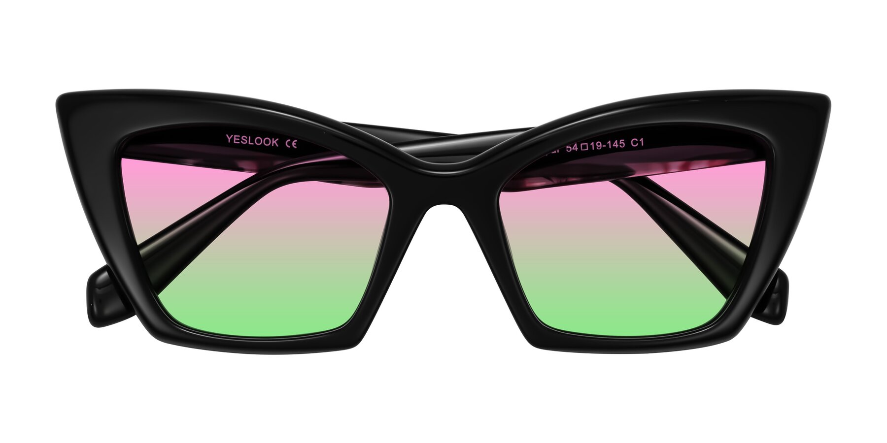 Folded Front of Wayar in Black with Pink / Green Gradient Lenses
