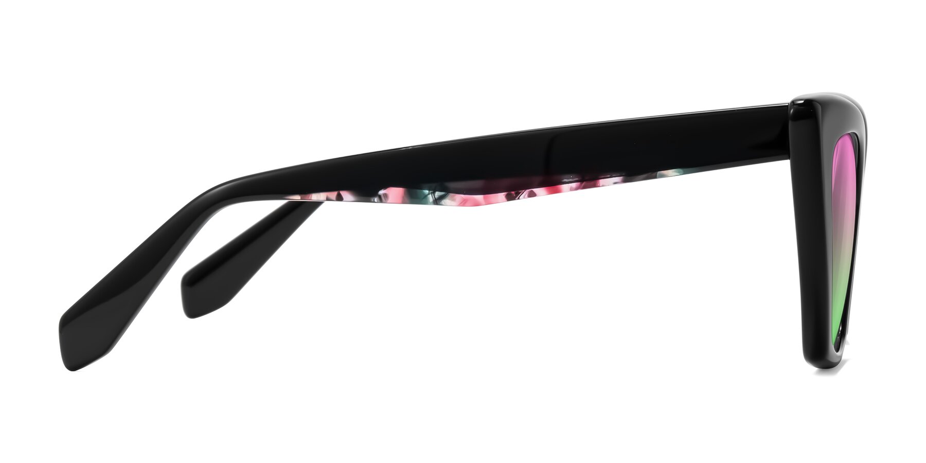 Side of Wayar in Black with Pink / Green Gradient Lenses
