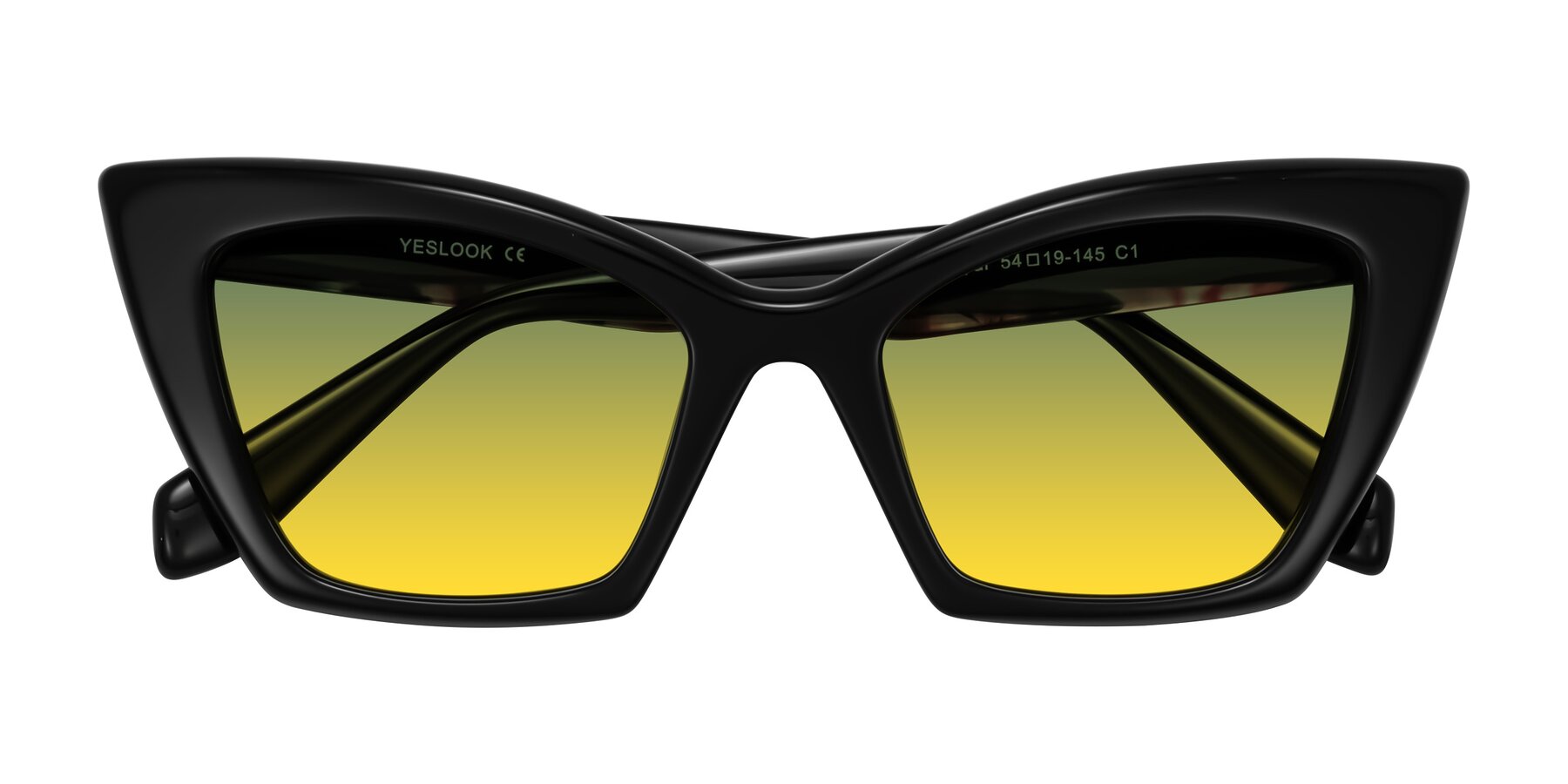 Folded Front of Wayar in Black with Green / Yellow Gradient Lenses