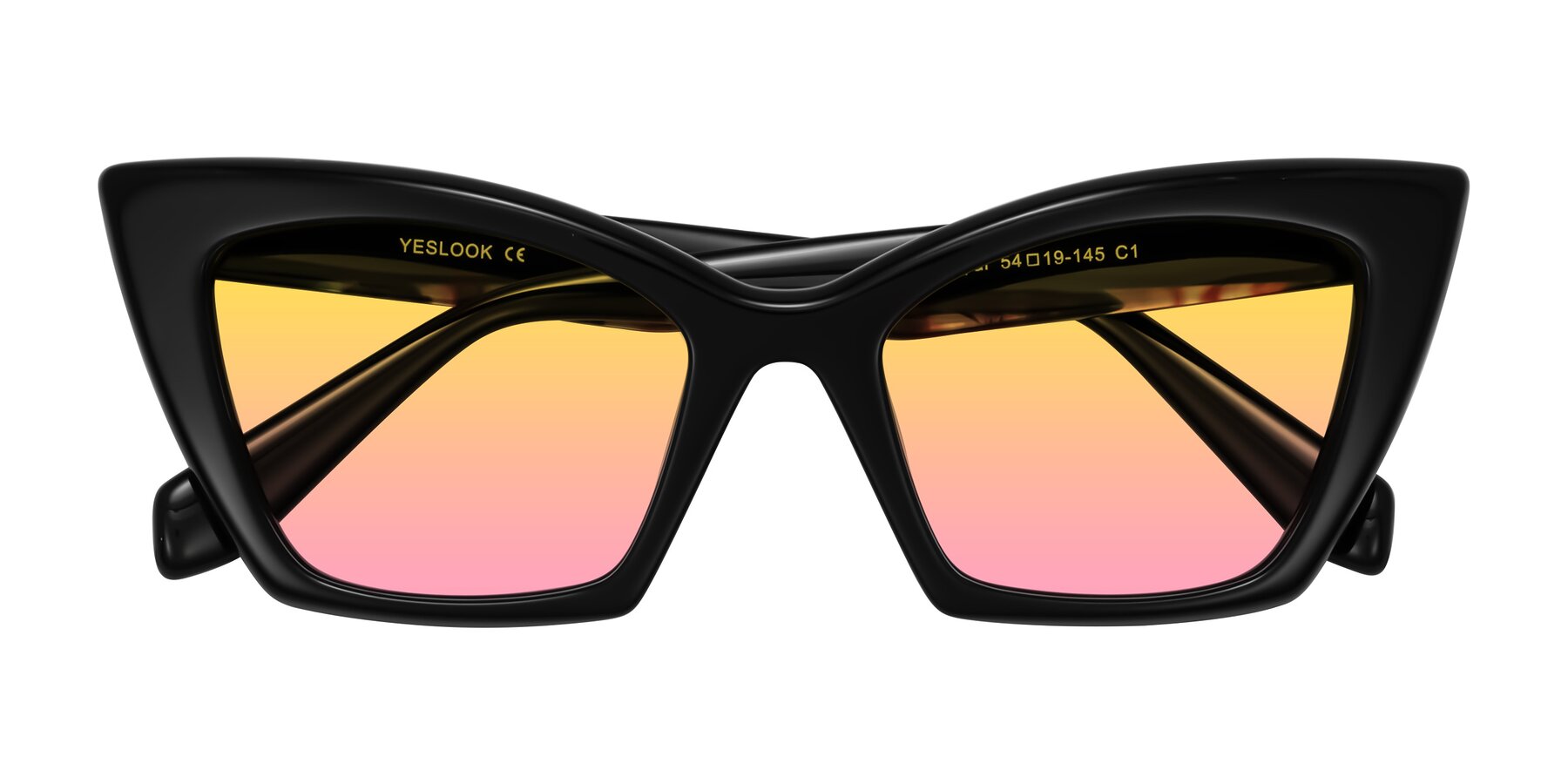 Folded Front of Wayar in Black with Yellow / Pink Gradient Lenses