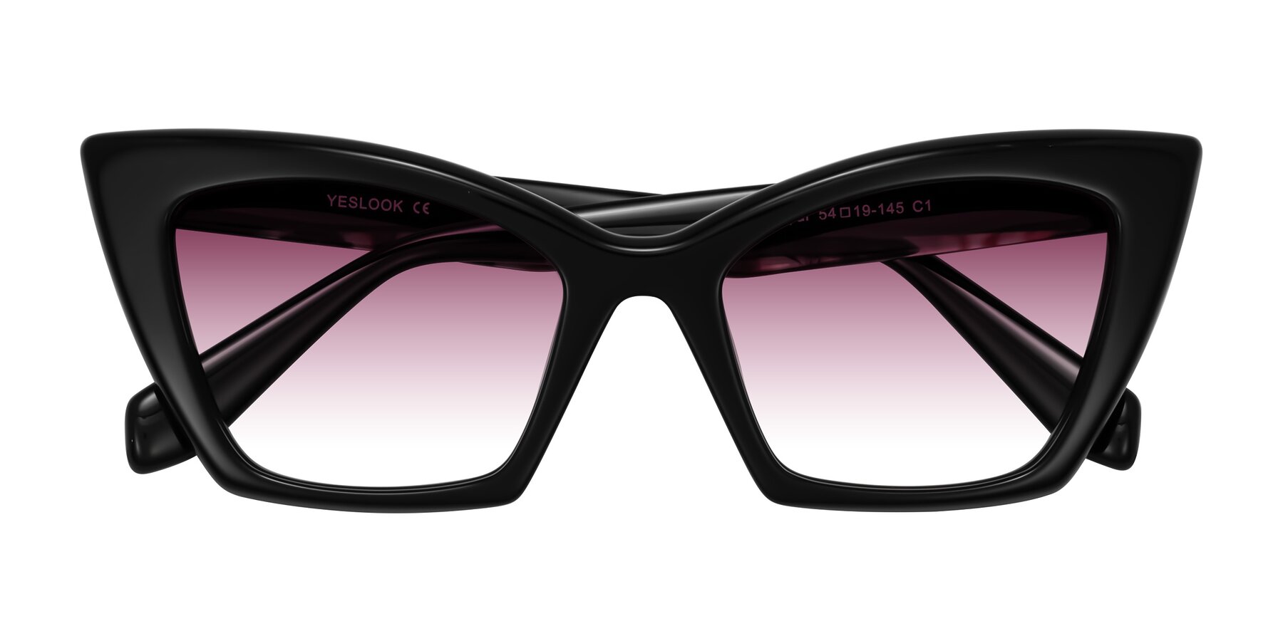 Folded Front of Wayar in Black with Wine Gradient Lenses
