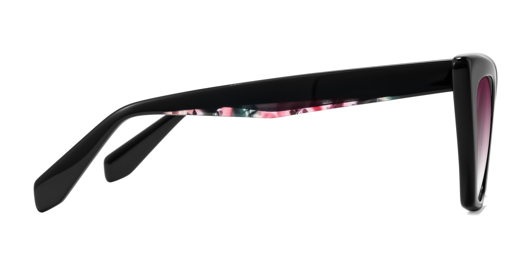 Side of Wayar in Black with Wine Gradient Lenses