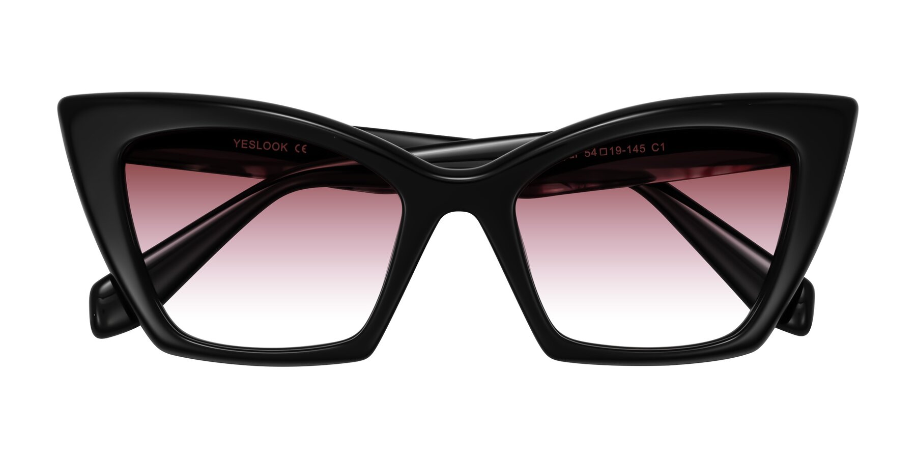 Folded Front of Wayar in Black with Garnet Gradient Lenses