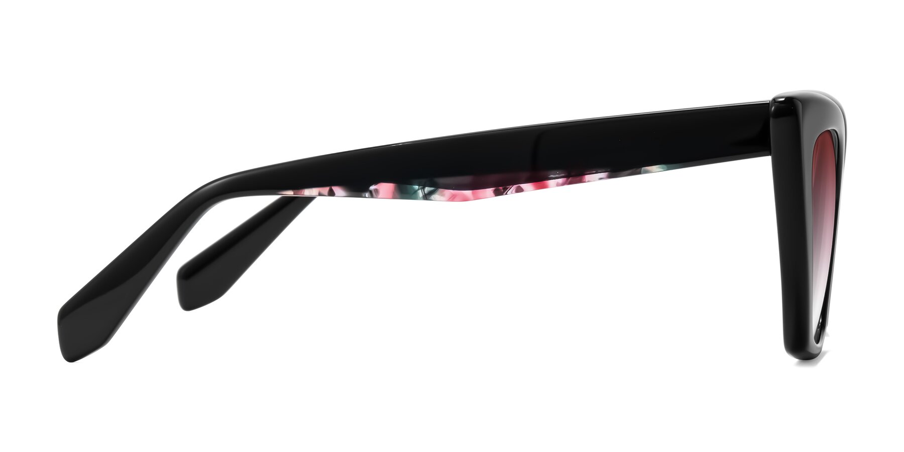 Side of Wayar in Black with Garnet Gradient Lenses
