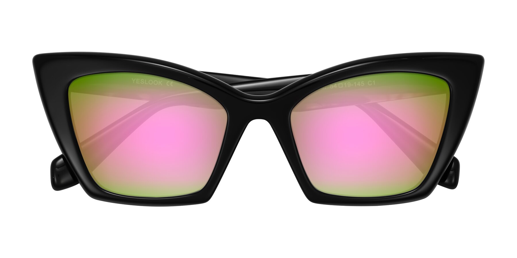 Folded Front of Wayar in Black with Pink Mirrored Lenses