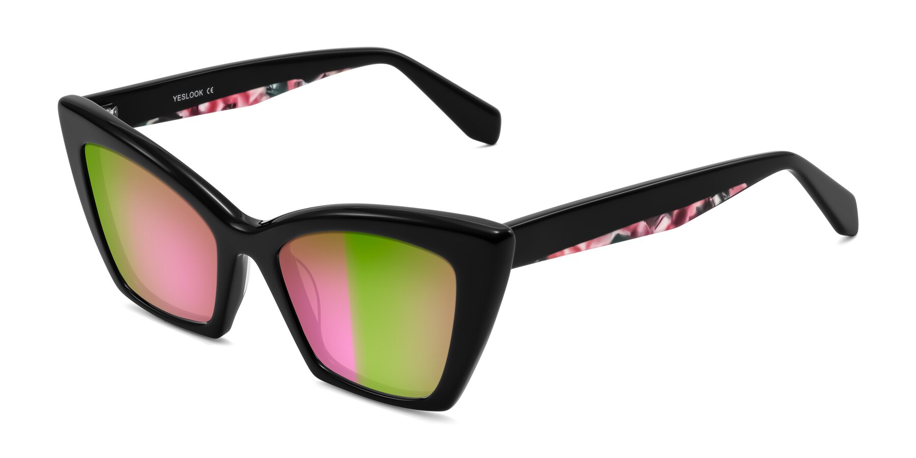 Angle of Wayar in Black with Pink Mirrored Lenses