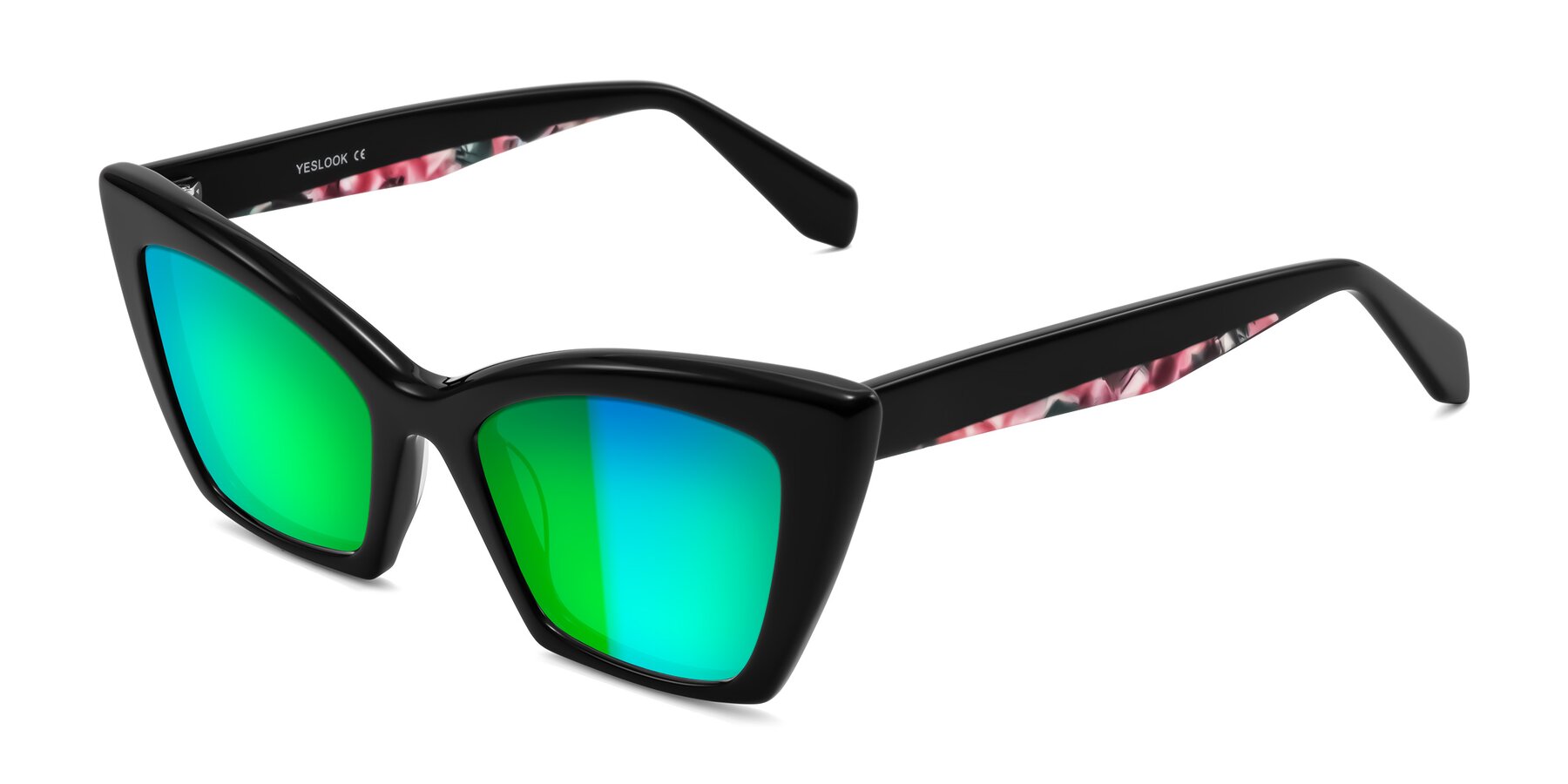 Angle of Wayar in Black with Green Mirrored Lenses