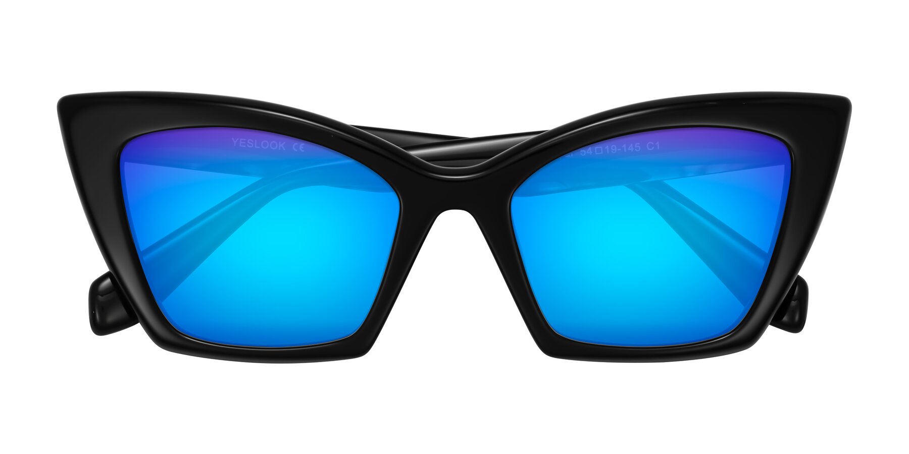 Folded Front of Wayar in Black with Blue Mirrored Lenses