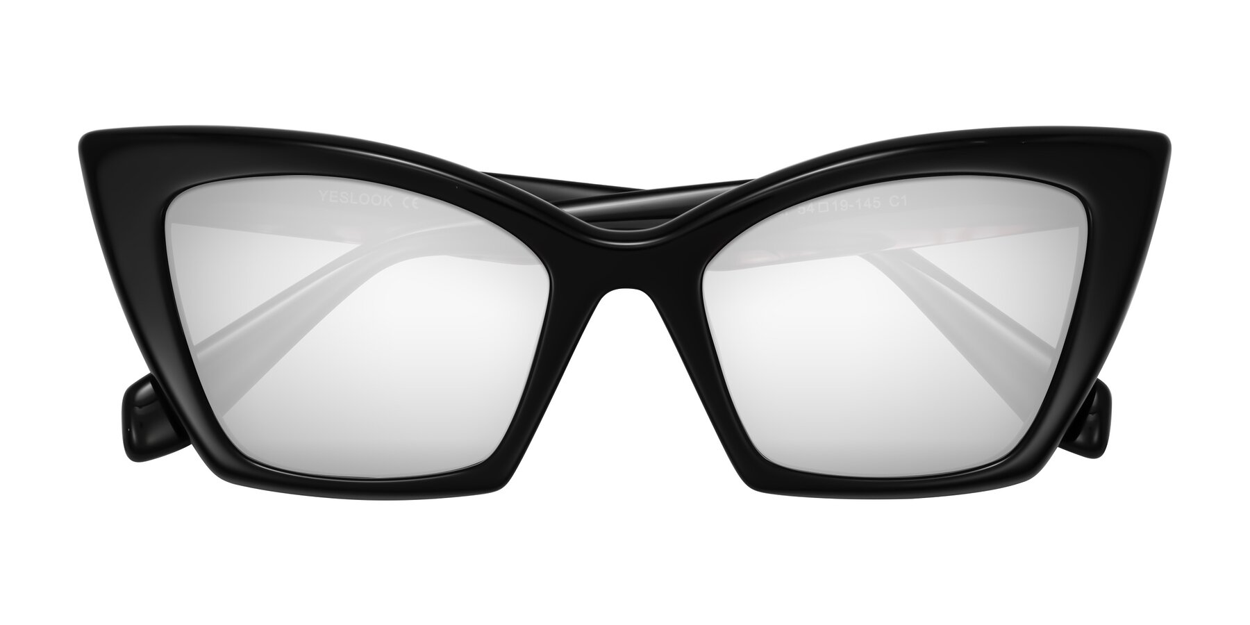 Folded Front of Wayar in Black with Silver Mirrored Lenses