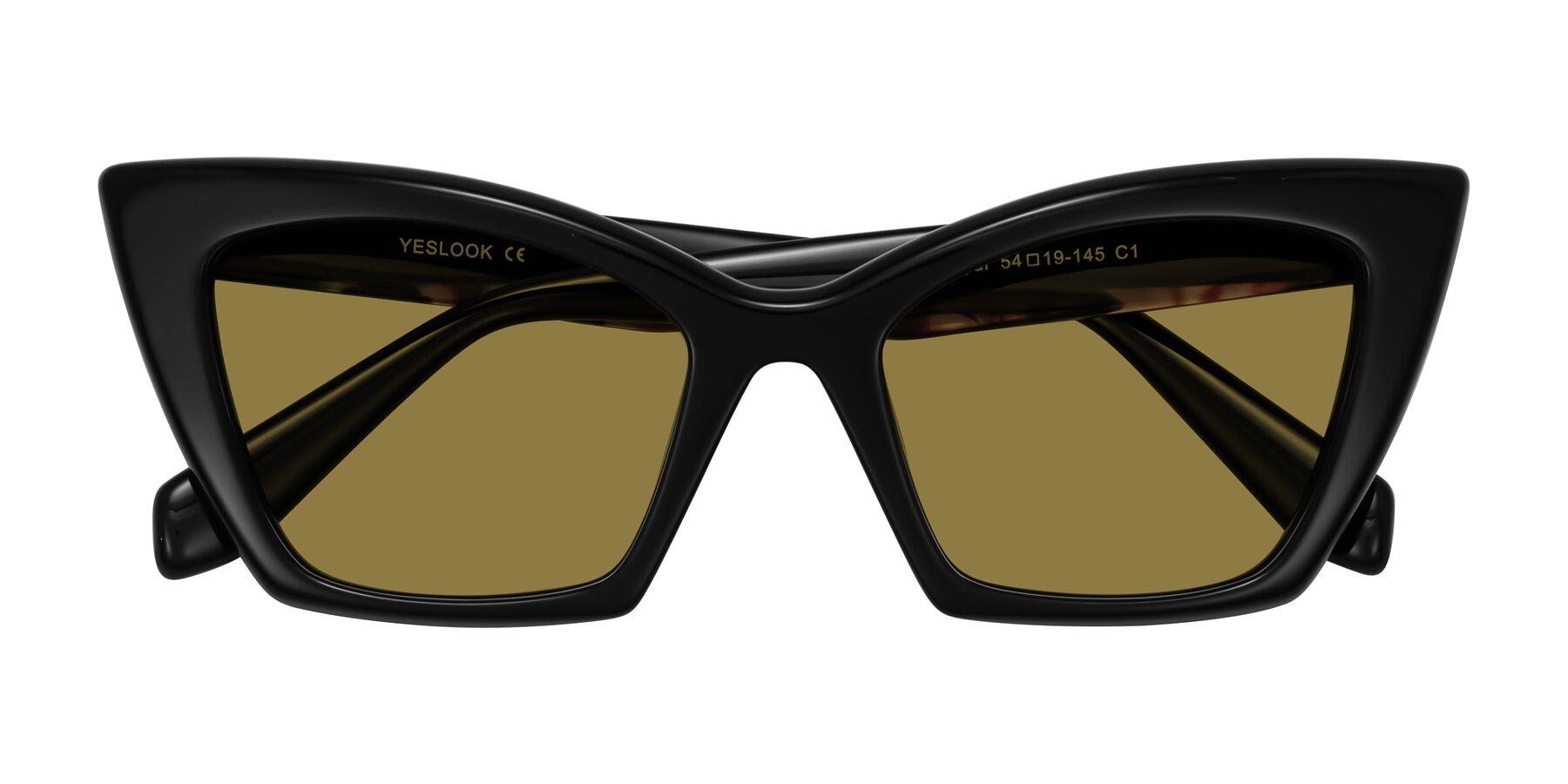 Folded Front of Wayar in Black with Brown Polarized Lenses