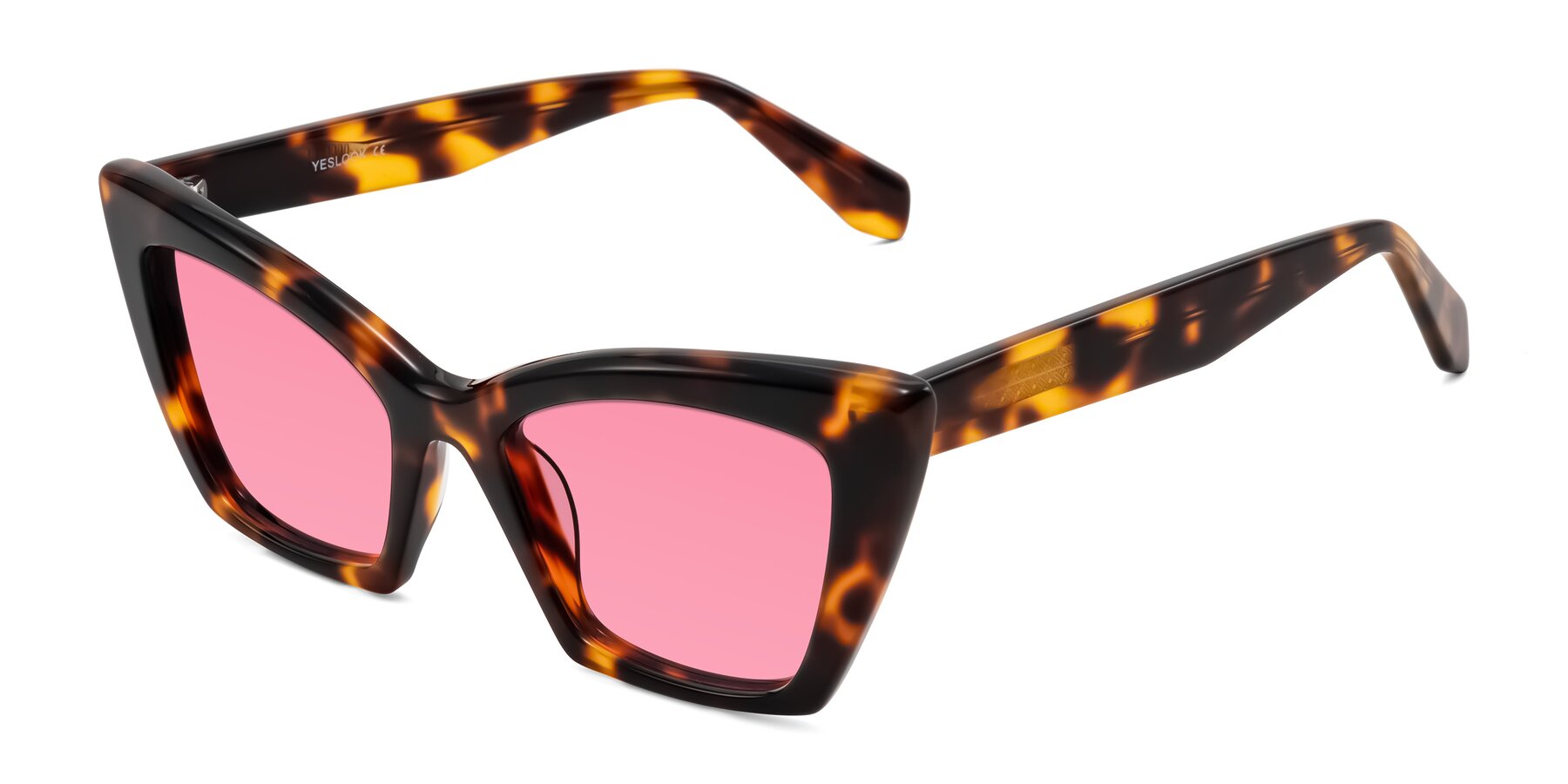 Angle of Wayar in Tortoise with Pink Tinted Lenses