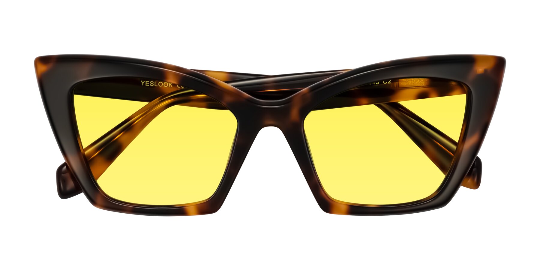 Folded Front of Wayar in Tortoise with Medium Yellow Tinted Lenses