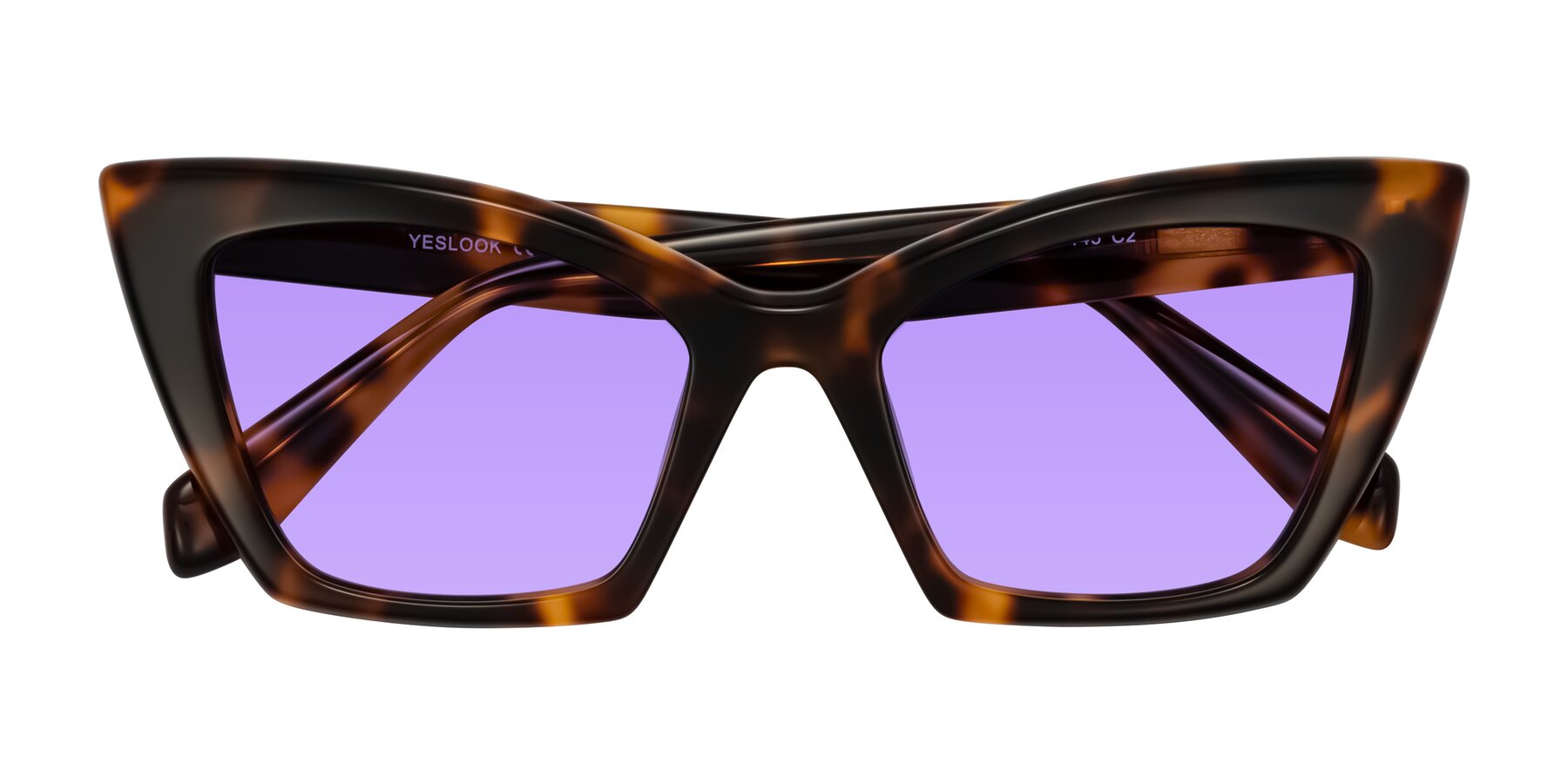 Folded Front of Wayar in Tortoise with Medium Purple Tinted Lenses