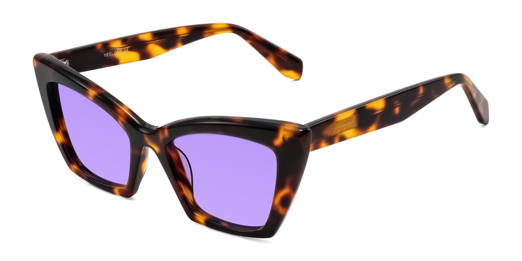 Angle of Wayar in Tortoise with Medium Purple Tinted Lenses