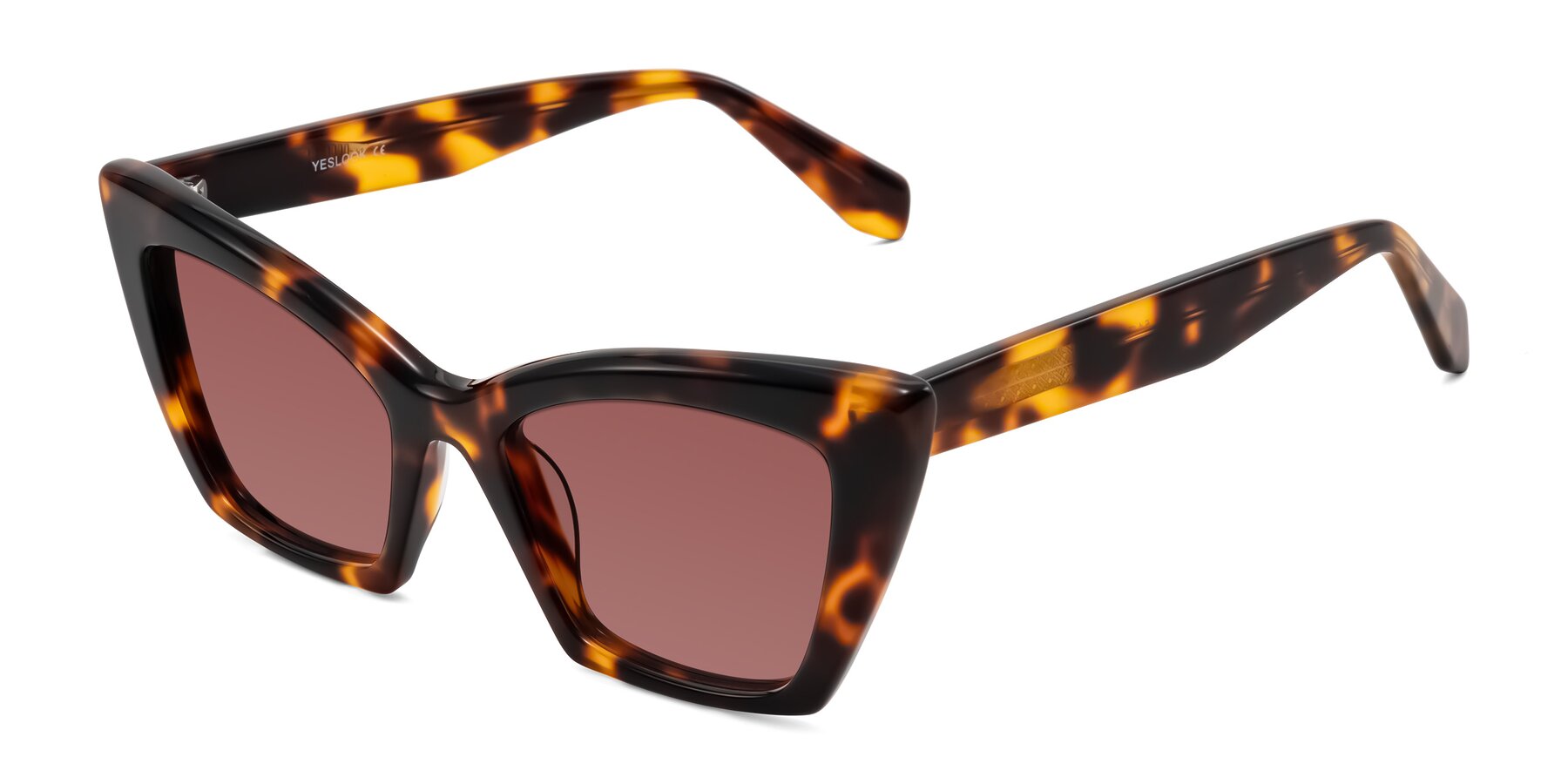 Angle of Wayar in Tortoise with Garnet Tinted Lenses