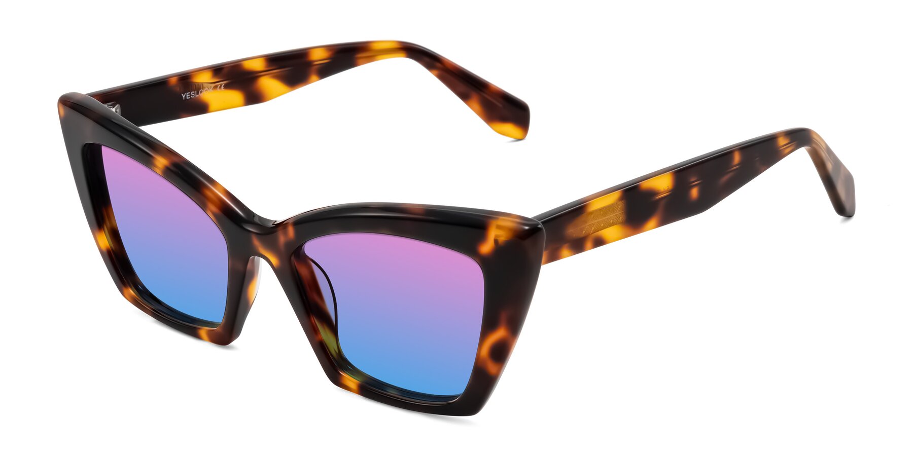 Angle of Wayar in Tortoise with Pink / Blue Gradient Lenses