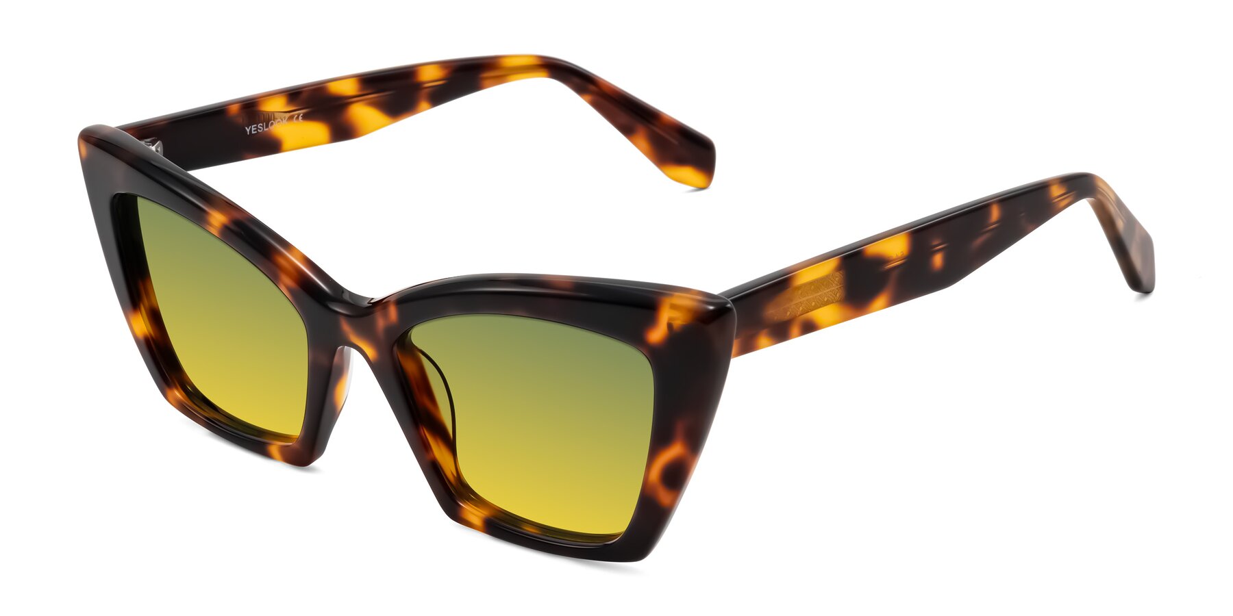 Angle of Wayar in Tortoise with Green / Yellow Gradient Lenses