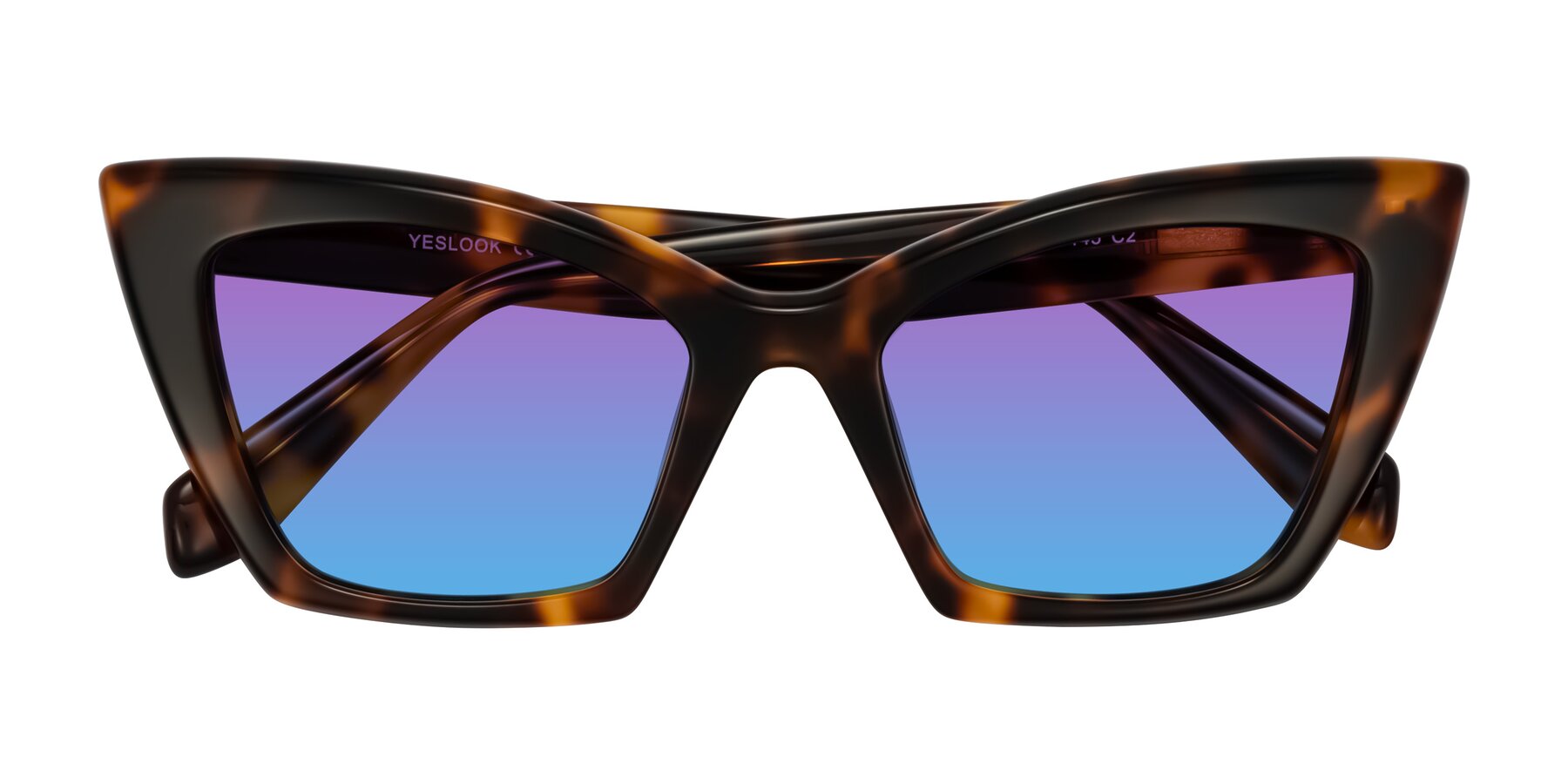 Folded Front of Wayar in Tortoise with Purple / Blue Gradient Lenses