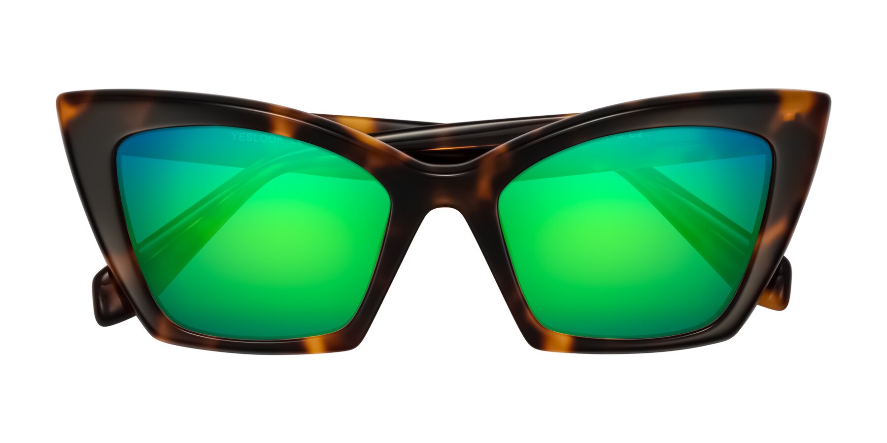 Folded Front of Wayar in Tortoise with Green Mirrored Lenses