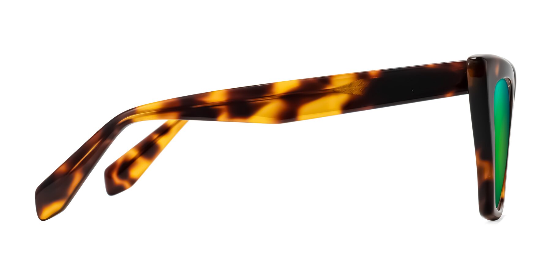 Side of Wayar in Tortoise with Green Mirrored Lenses