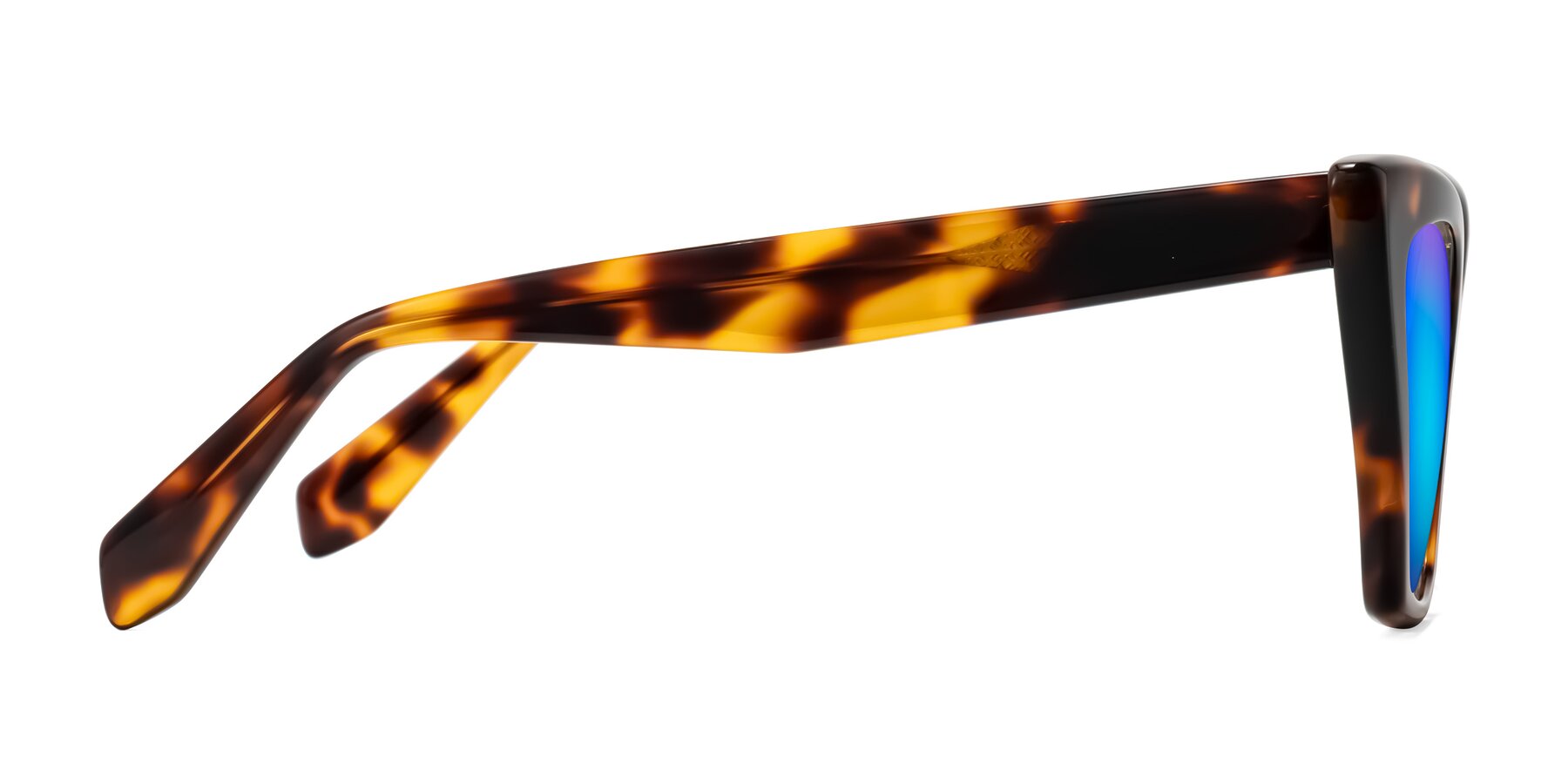 Side of Wayar in Tortoise with Blue Mirrored Lenses