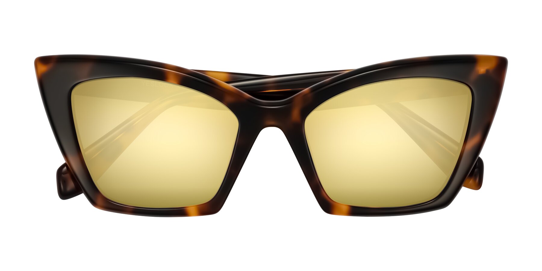 Folded Front of Wayar in Tortoise with Gold Mirrored Lenses