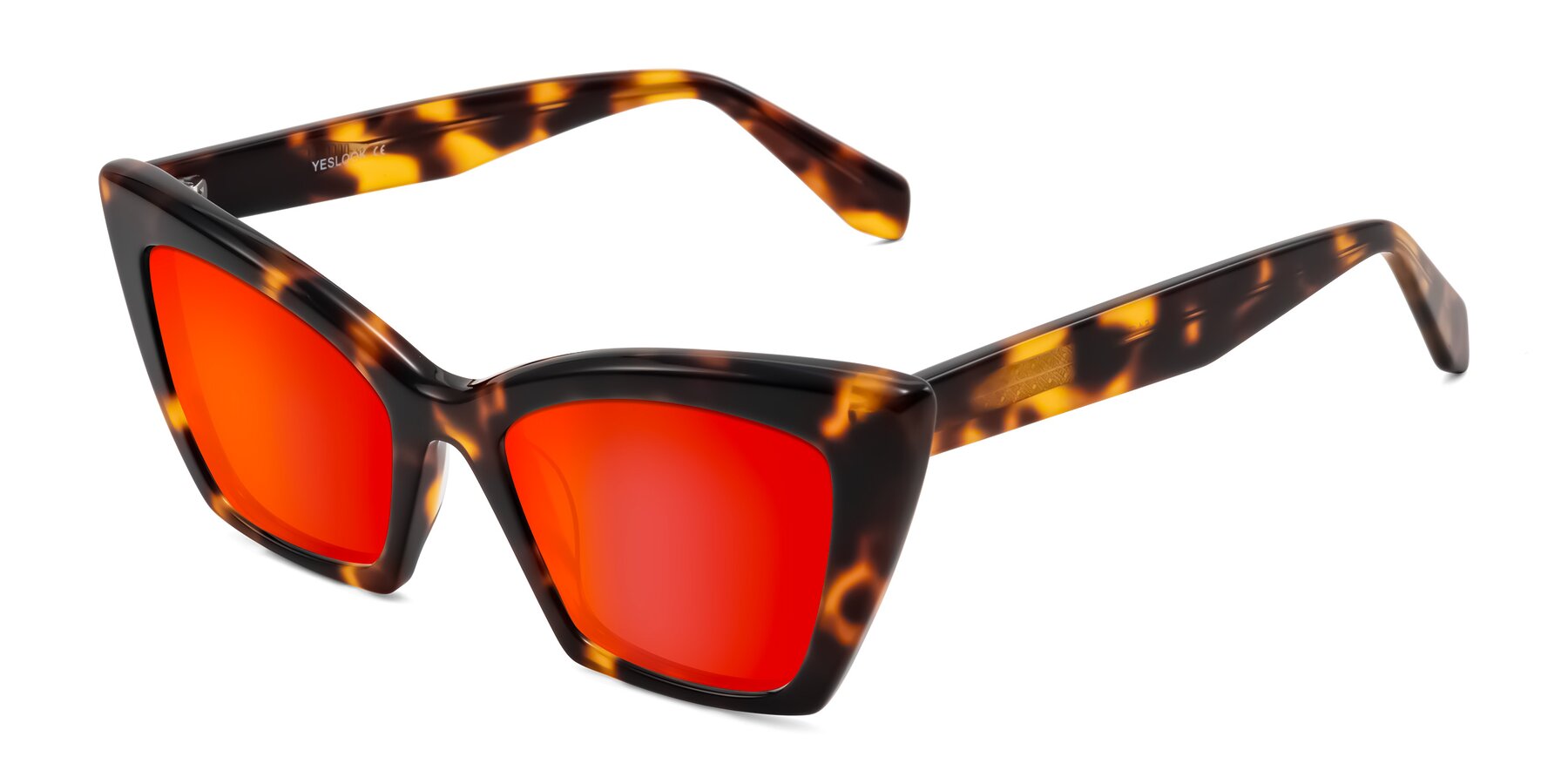 Angle of Wayar in Tortoise with Red Gold Mirrored Lenses