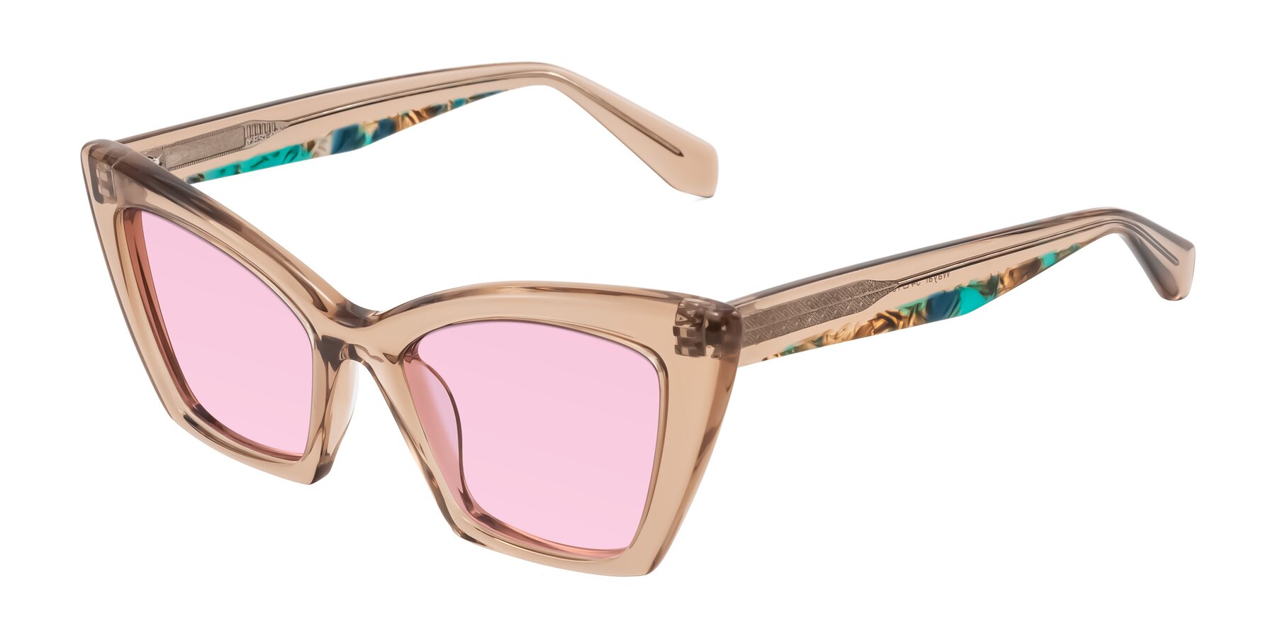 Angle of Wayar in Champagne with Light Pink Tinted Lenses