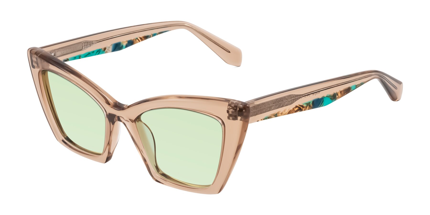 Angle of Wayar in Champagne with Light Green Tinted Lenses