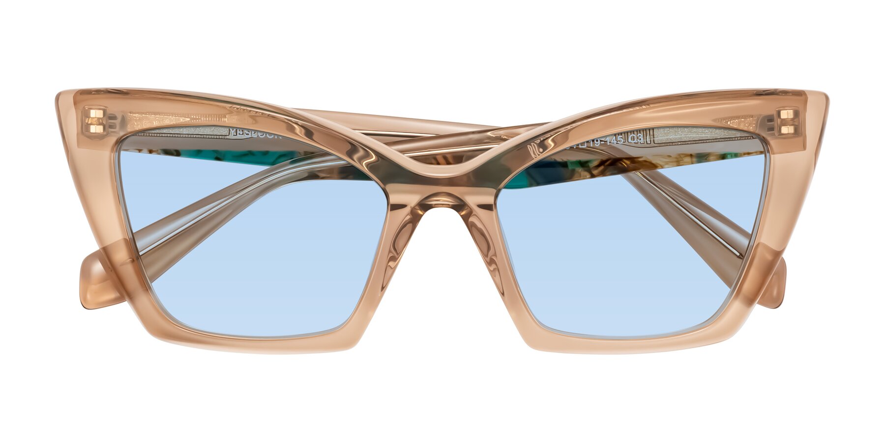 Folded Front of Wayar in Champagne with Light Blue Tinted Lenses