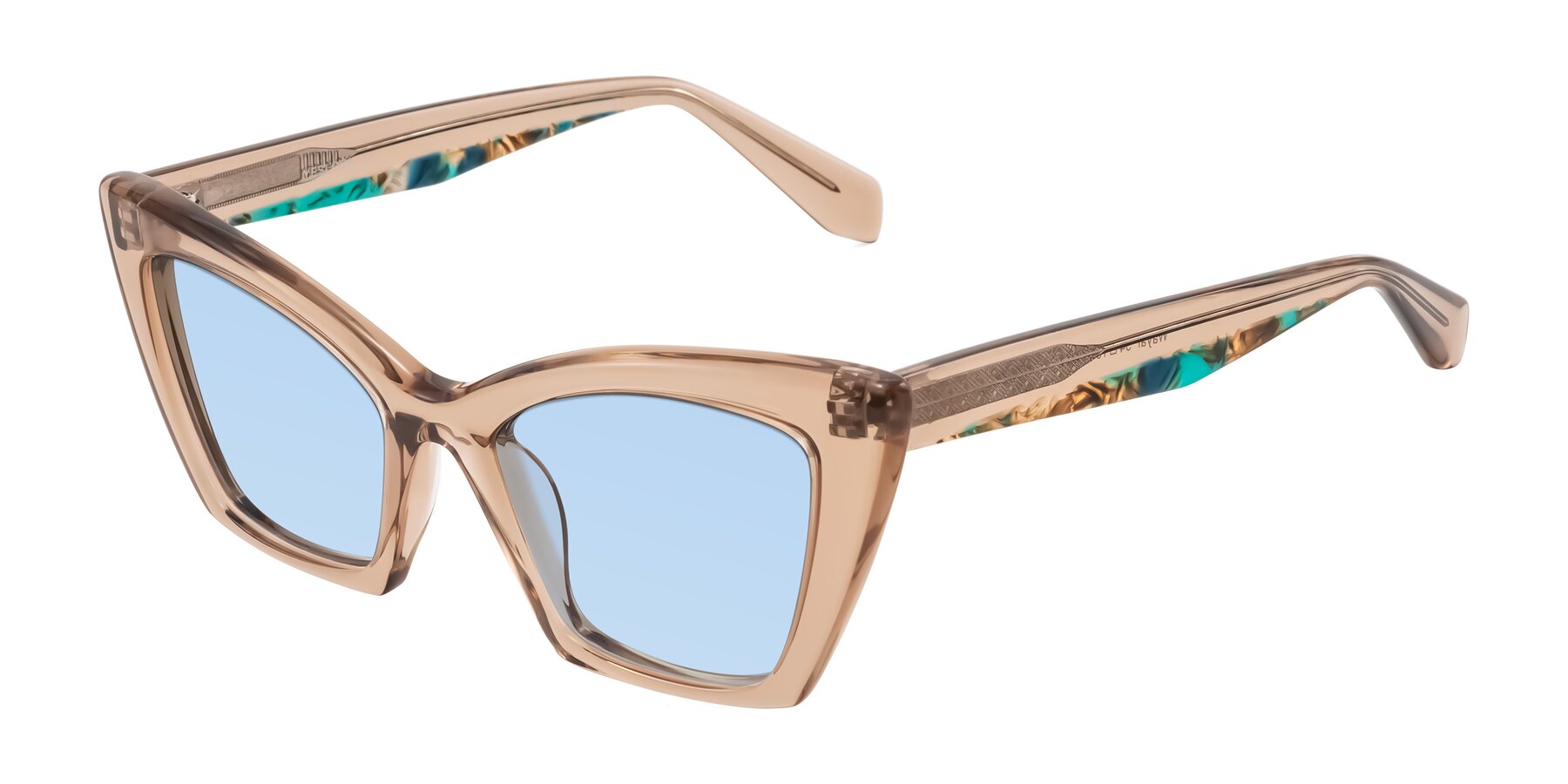 Angle of Wayar in Champagne with Light Blue Tinted Lenses
