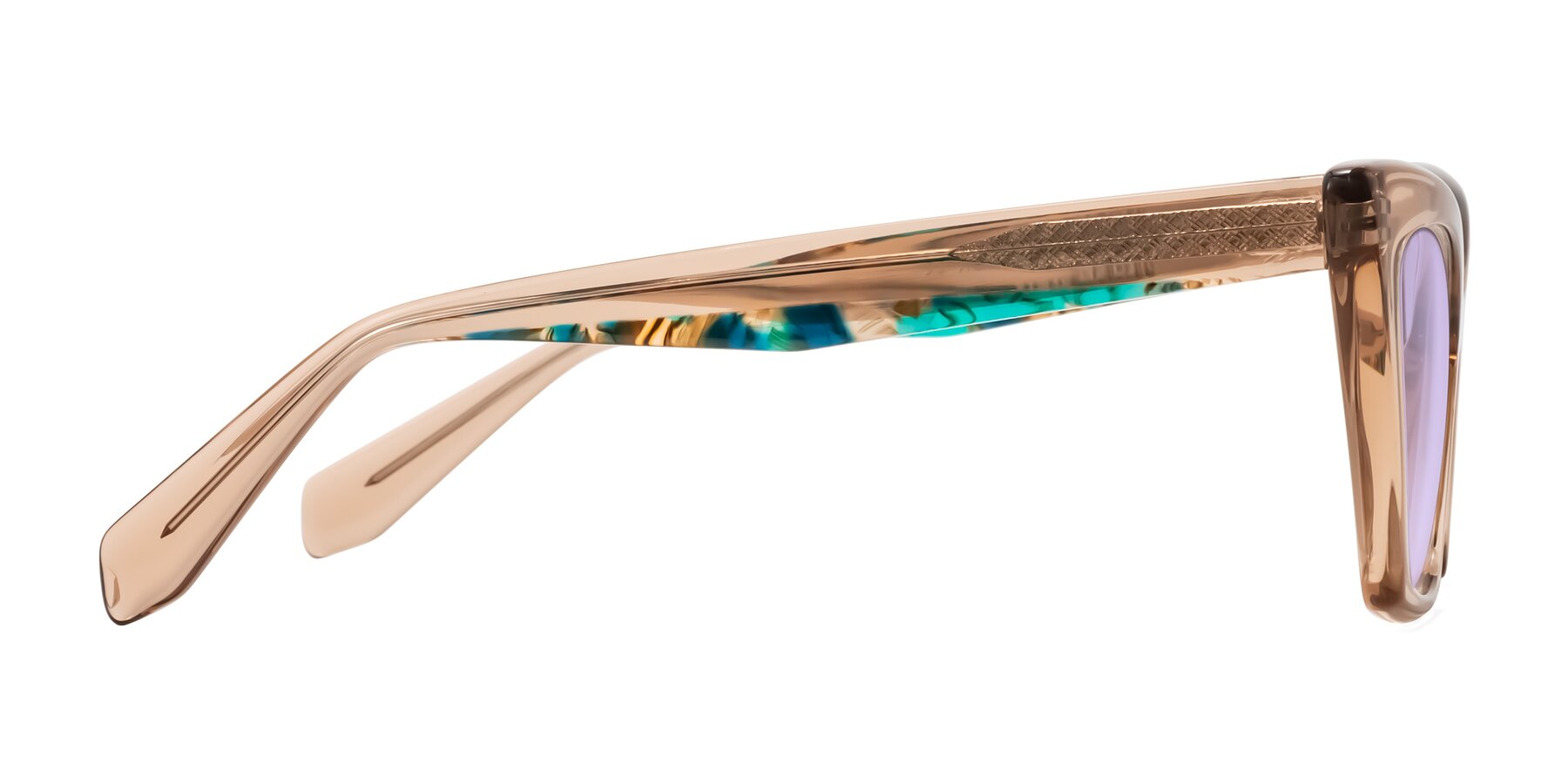 Side of Wayar in Champagne with Light Purple Tinted Lenses