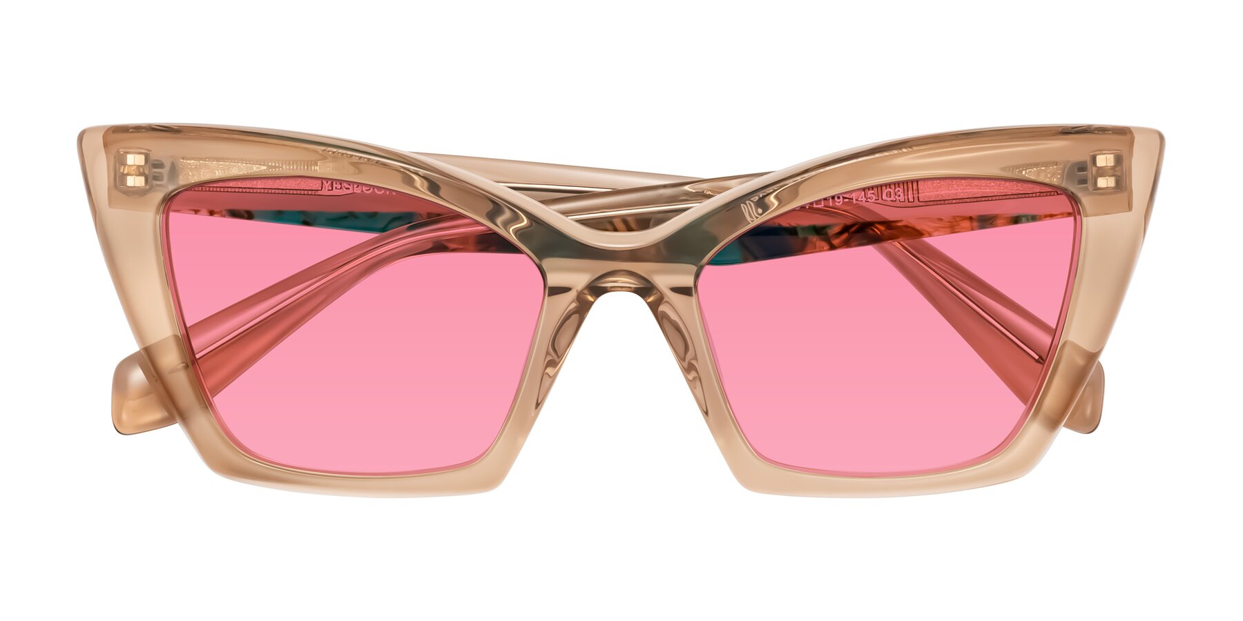 Folded Front of Wayar in Champagne with Pink Tinted Lenses