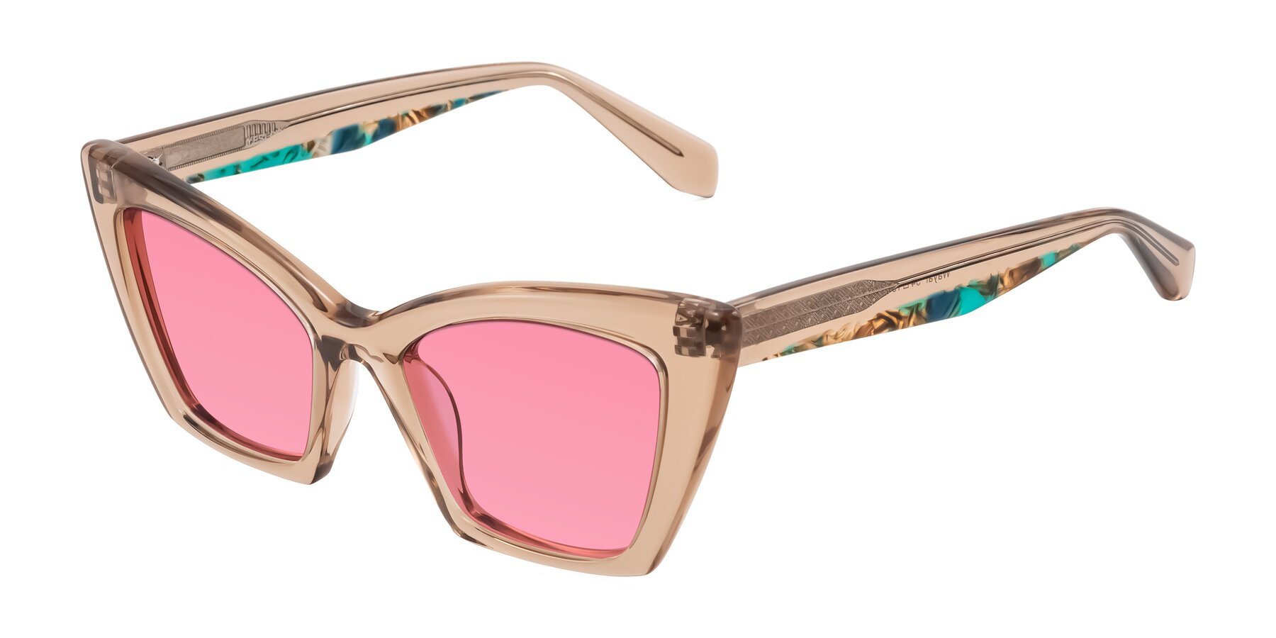 Angle of Wayar in Champagne with Pink Tinted Lenses