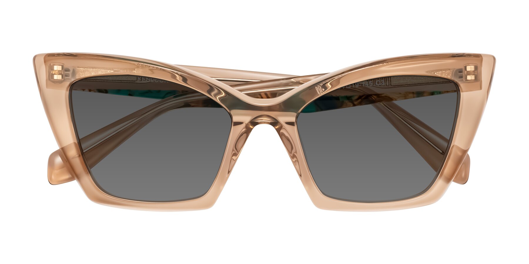 Folded Front of Wayar in Champagne with Medium Gray Tinted Lenses