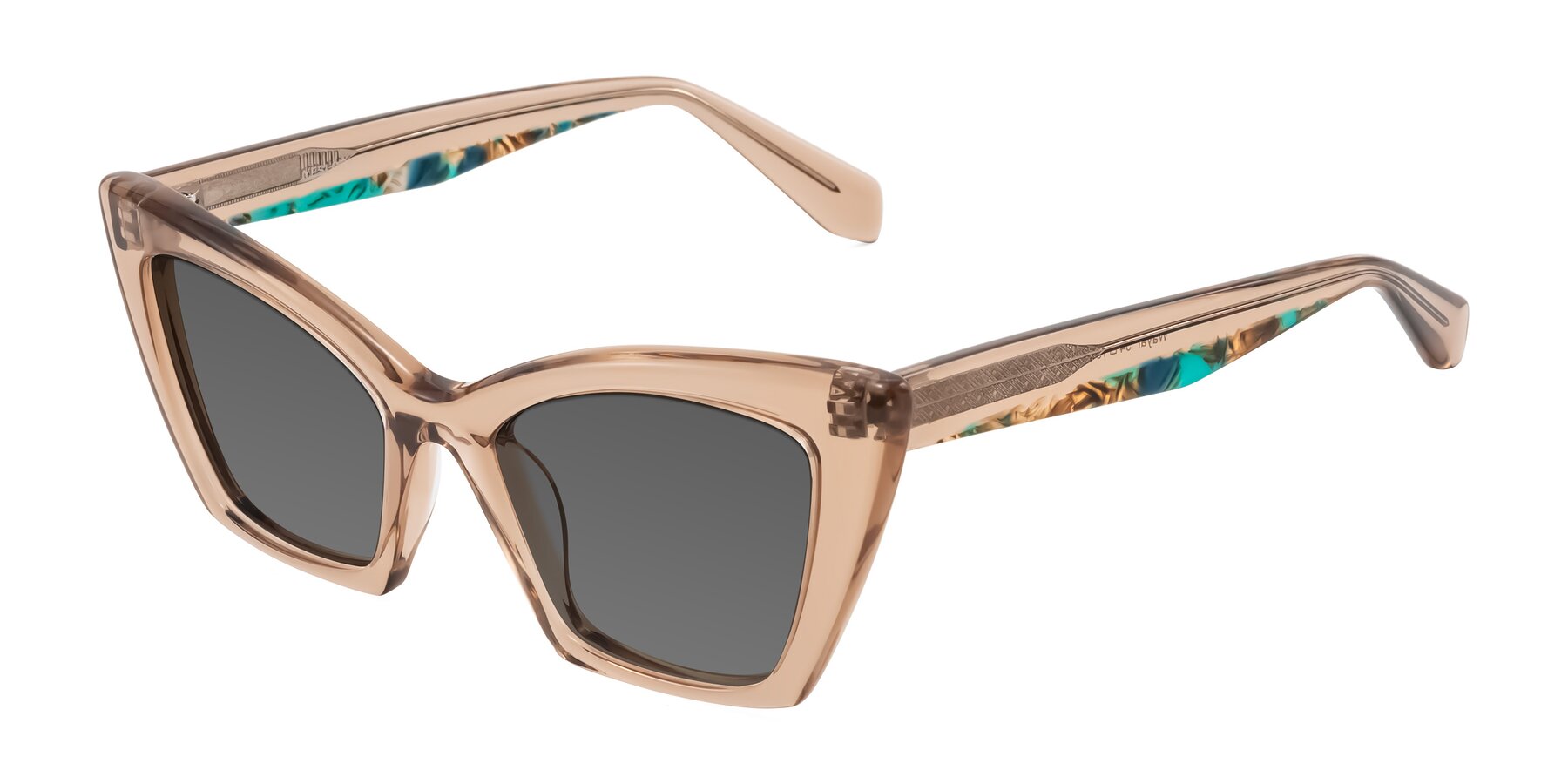 Angle of Wayar in Champagne with Medium Gray Tinted Lenses