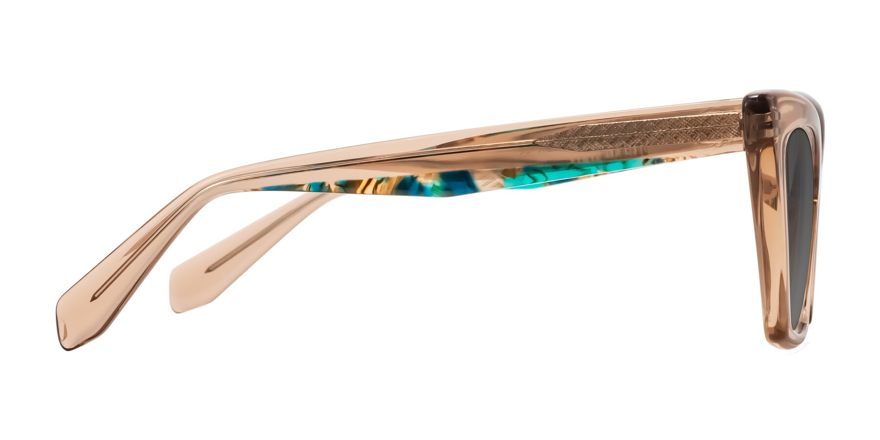 Side of Wayar in Champagne with Medium Gray Tinted Lenses