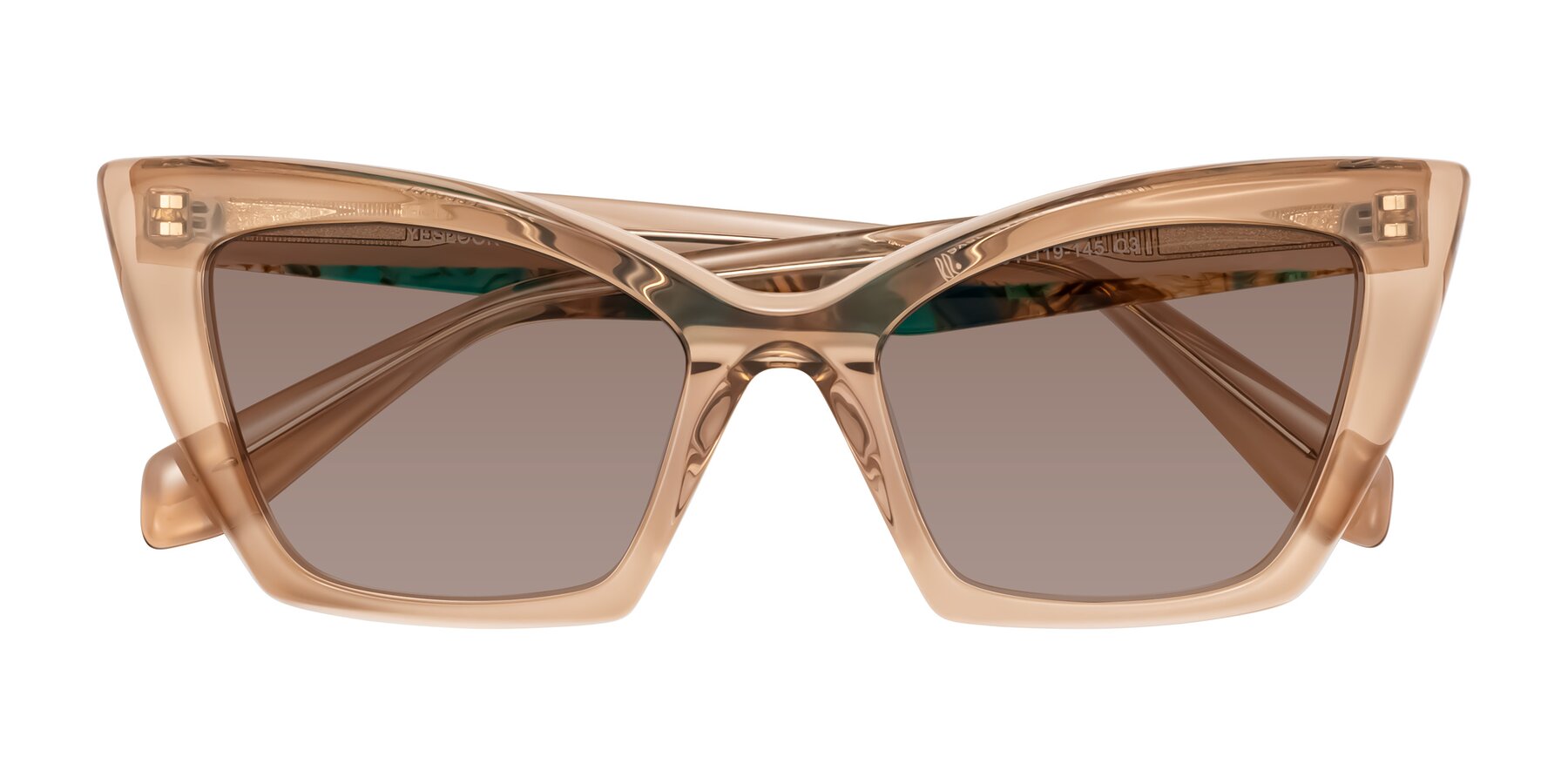 Folded Front of Wayar in Champagne with Medium Brown Tinted Lenses