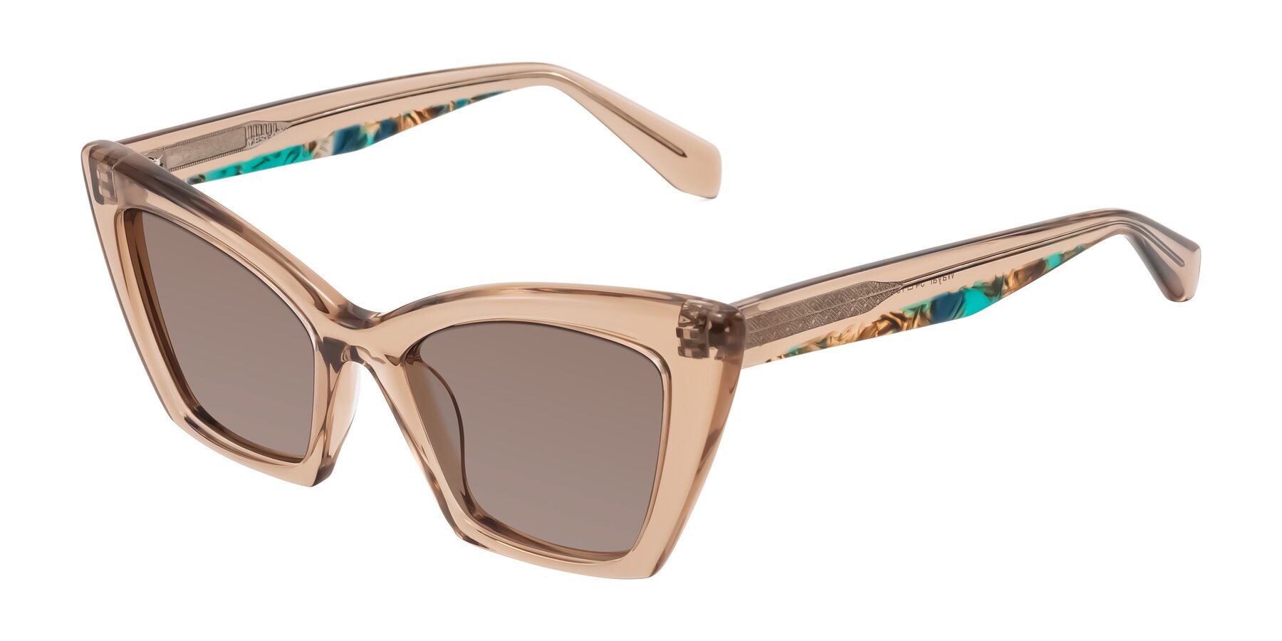 Angle of Wayar in Champagne with Medium Brown Tinted Lenses