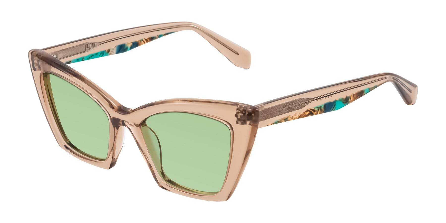 Angle of Wayar in Champagne with Medium Green Tinted Lenses