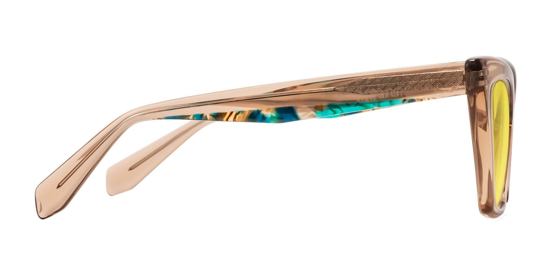 Side of Wayar in Champagne with Medium Yellow Tinted Lenses