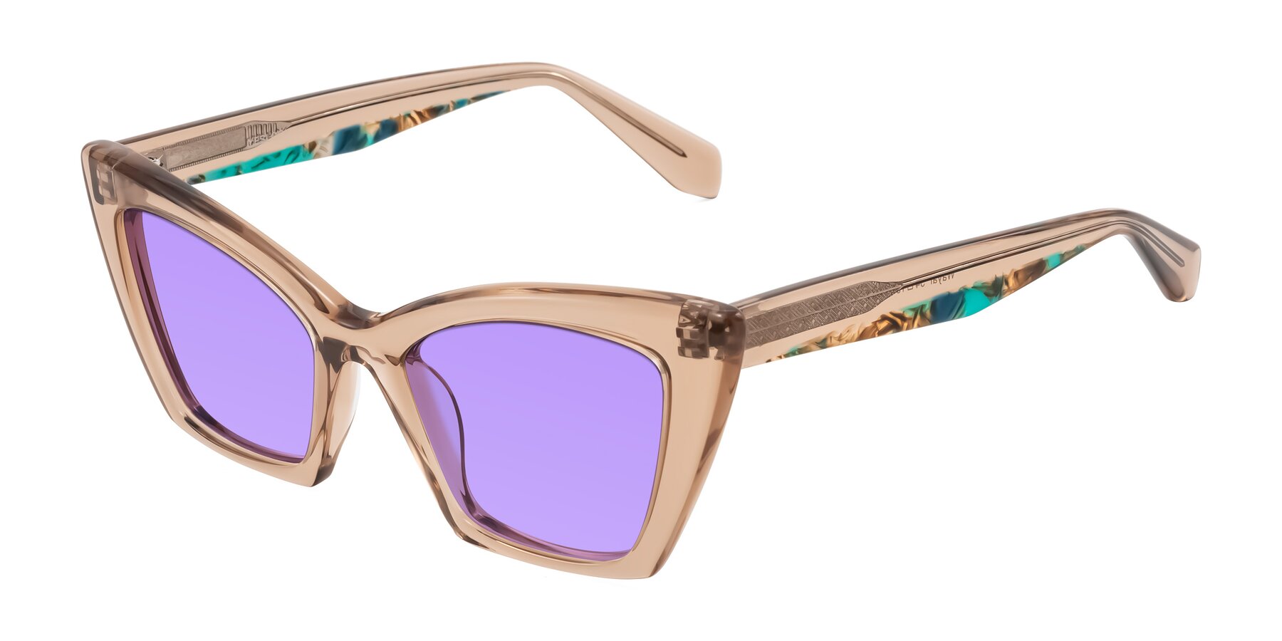 Angle of Wayar in Champagne with Medium Purple Tinted Lenses