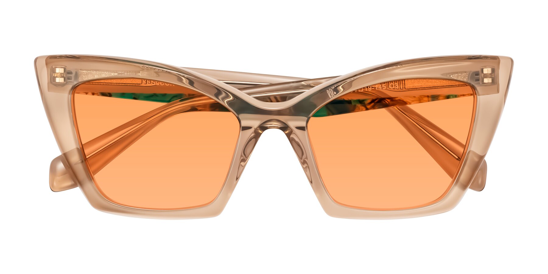 Folded Front of Wayar in Champagne with Medium Orange Tinted Lenses