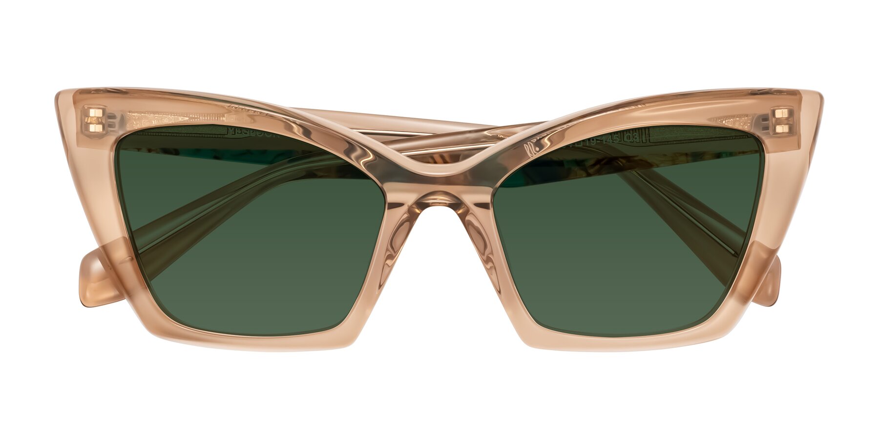Folded Front of Wayar in Champagne with Green Tinted Lenses